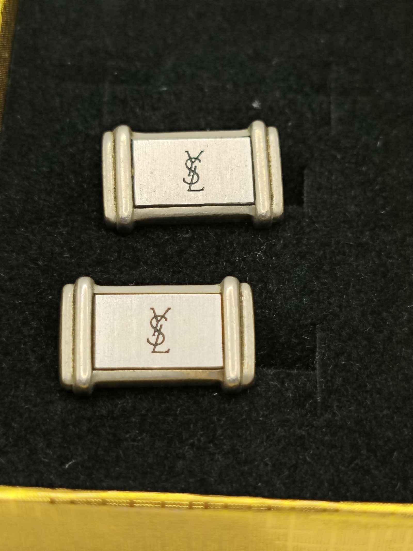 Yves Saint Laurent Silver tone Logo Cufflinks image 2