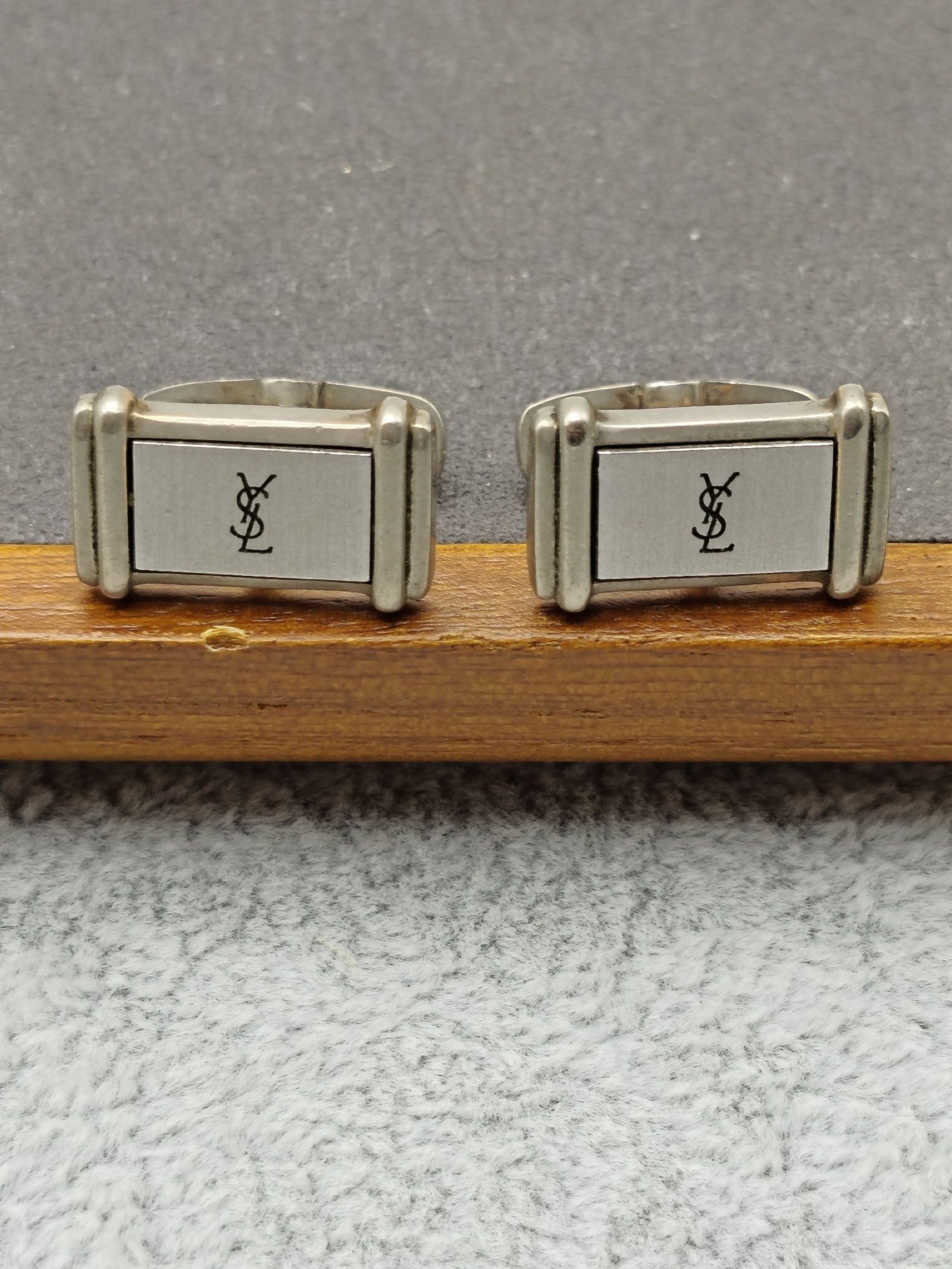 Yves Saint Laurent Silver tone Logo Cufflinks image 3