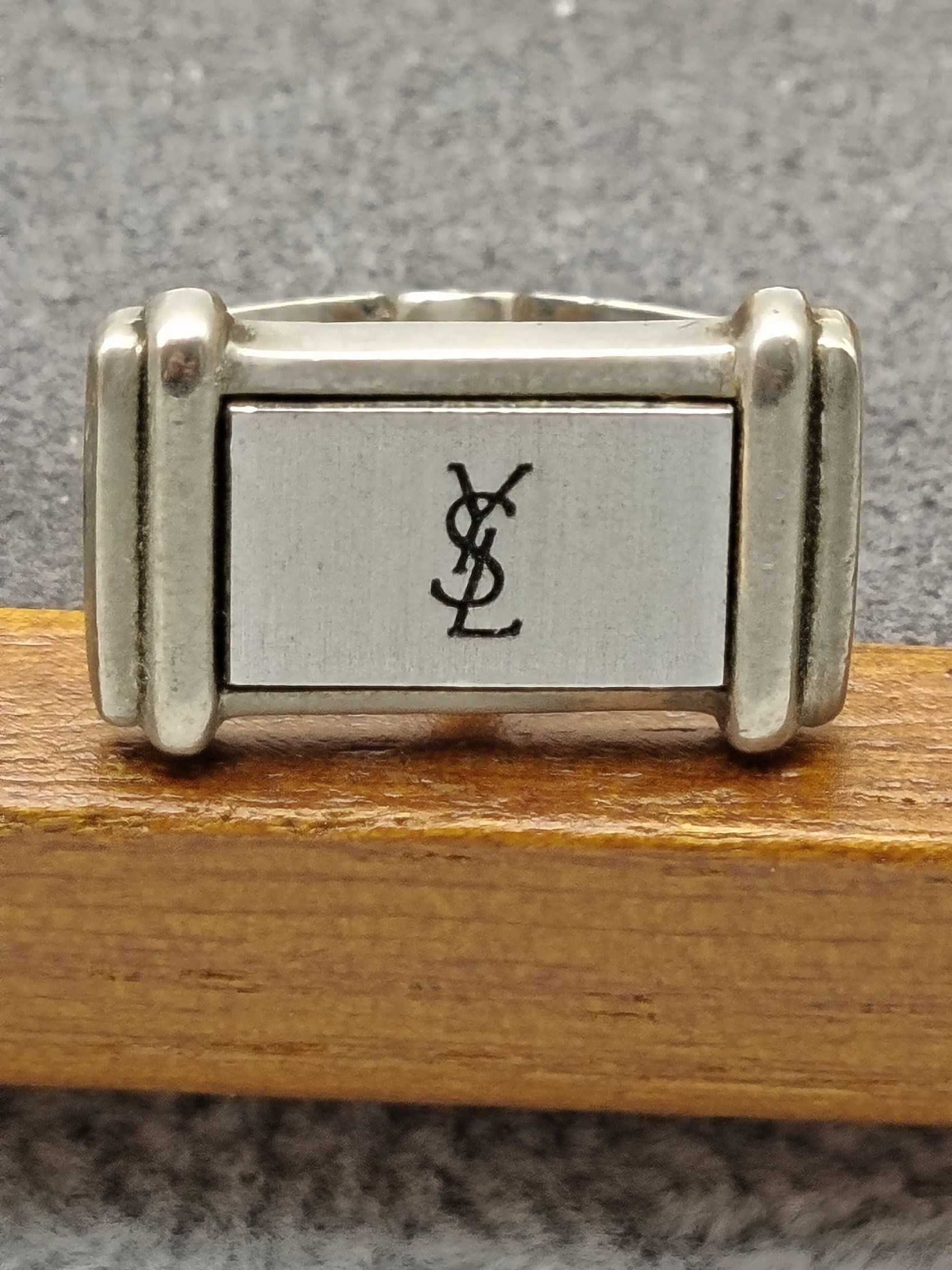 Yves Saint Laurent Silver tone Logo Cufflinks image 4