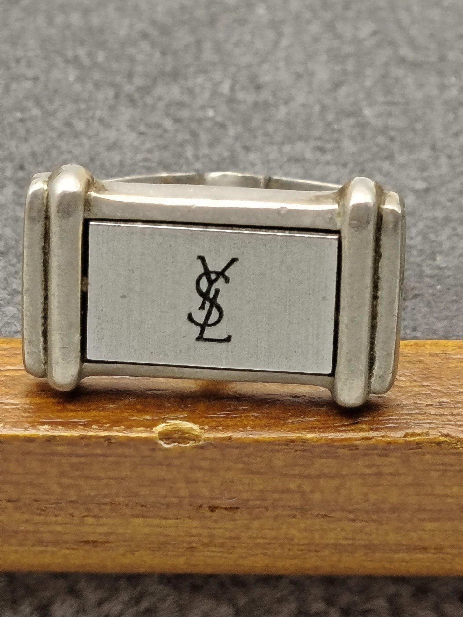 Yves Saint Laurent Silver tone Logo Cufflinks image 5