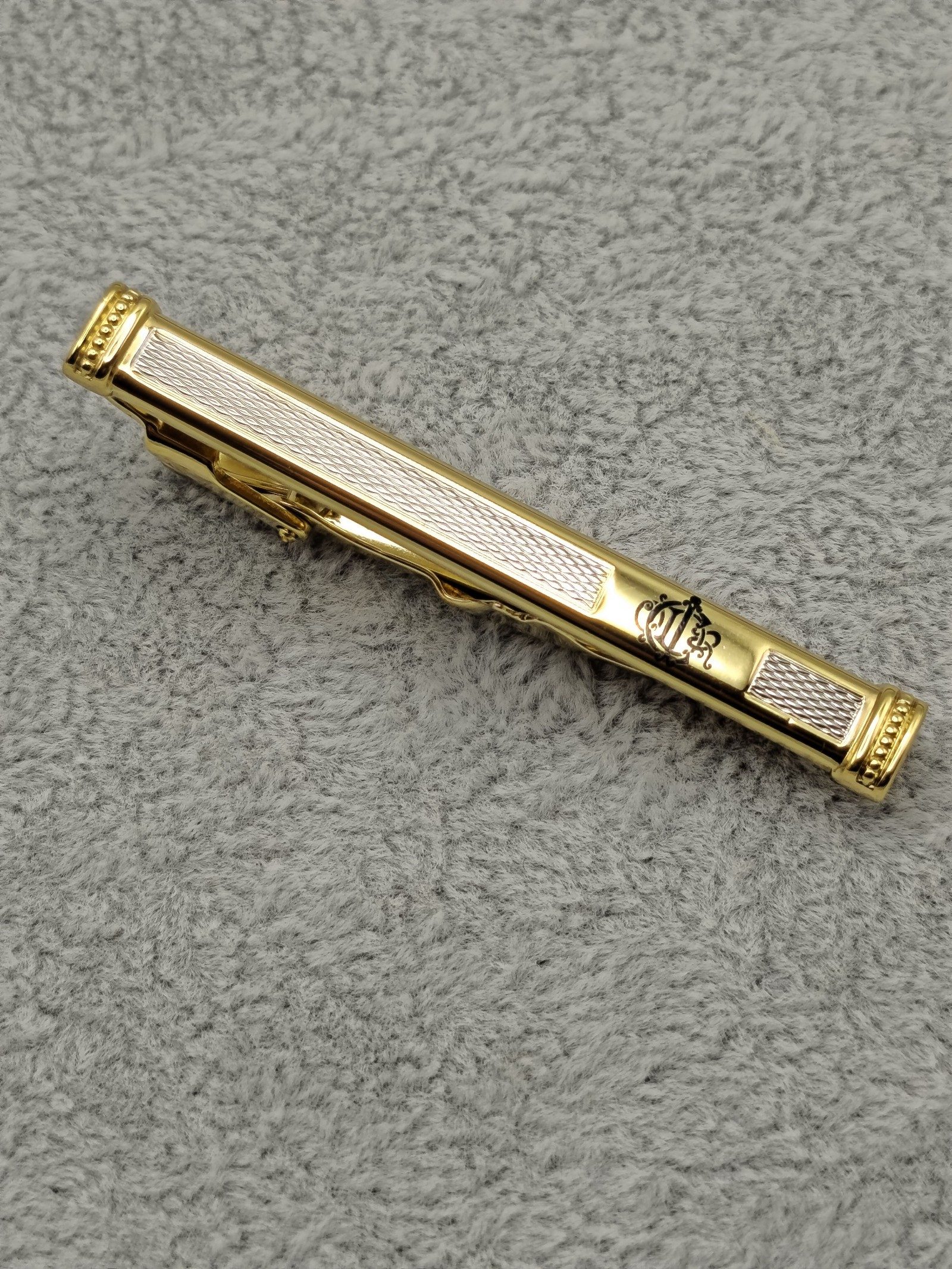 Christian Dior Gold & Silver Tone Tie Clip Metal Unisex image 5