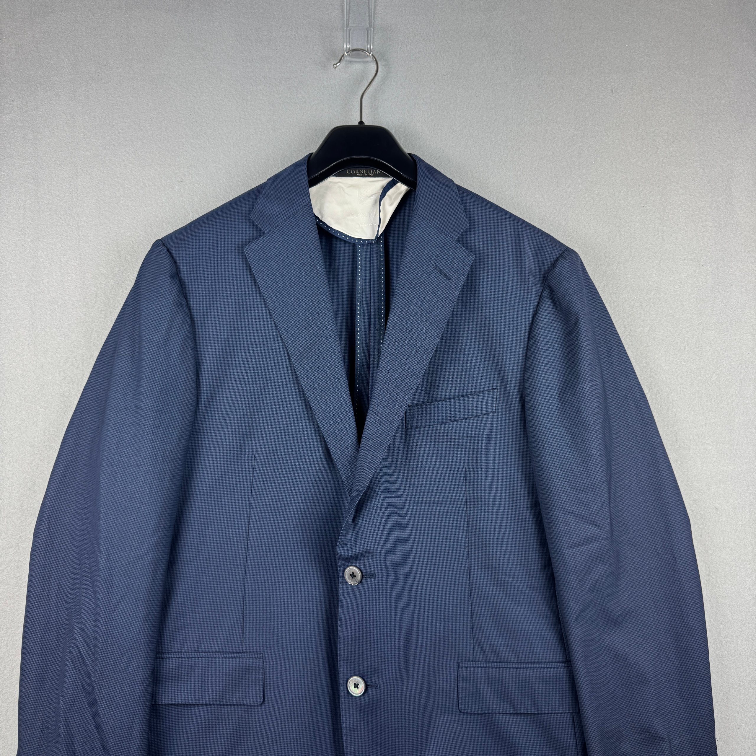 Corneliani Navy Micro Check Super 110`s Wool Blazer Size 52 / L image 2
