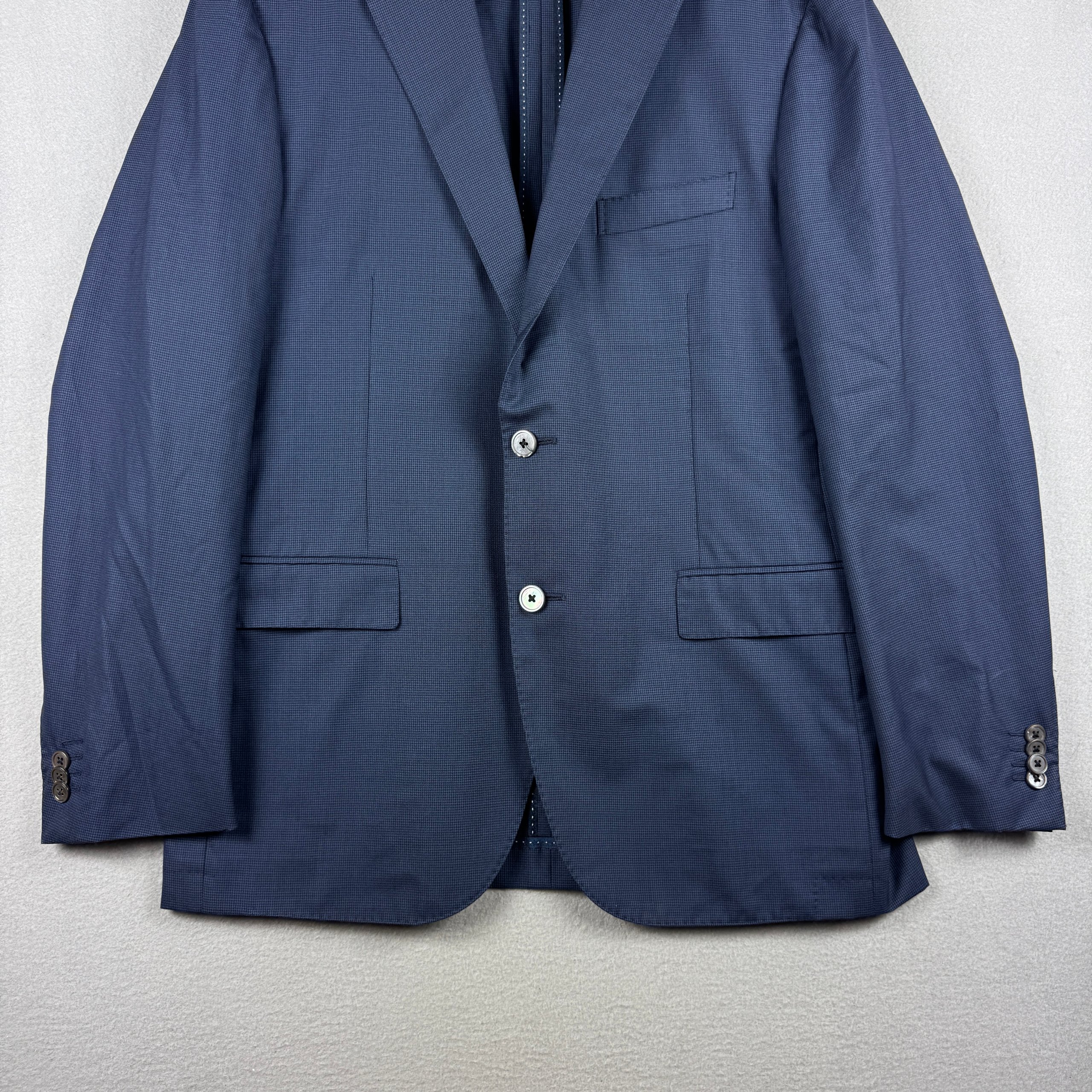 Corneliani Navy Micro Check Super 110`s Wool Blazer Size 52 / L image 3