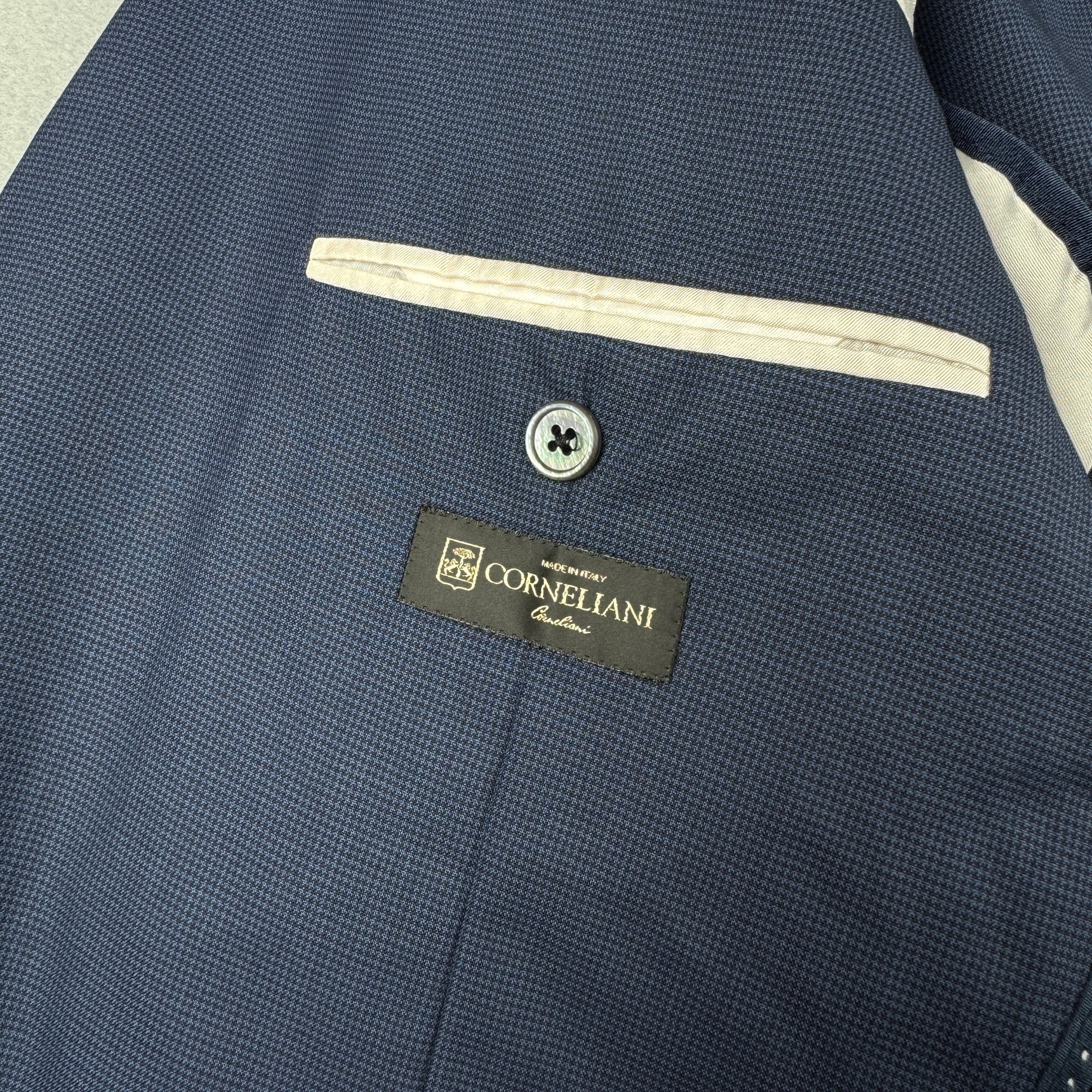 Corneliani Navy Micro Check Super 110`s Wool Blazer Size 52 / L image 6