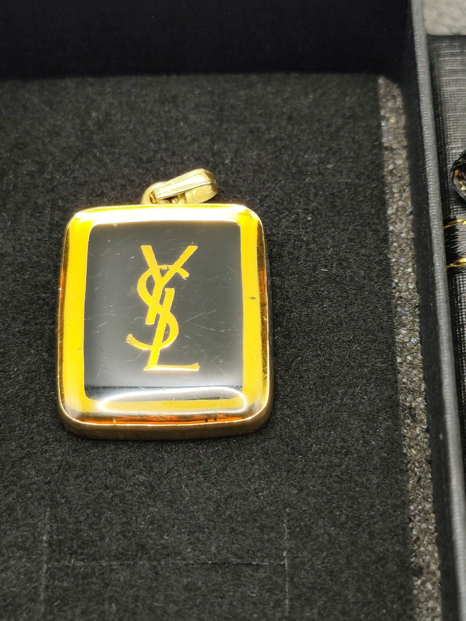 YSL Gold & Black Pendant Charm Approx 30mm image 2