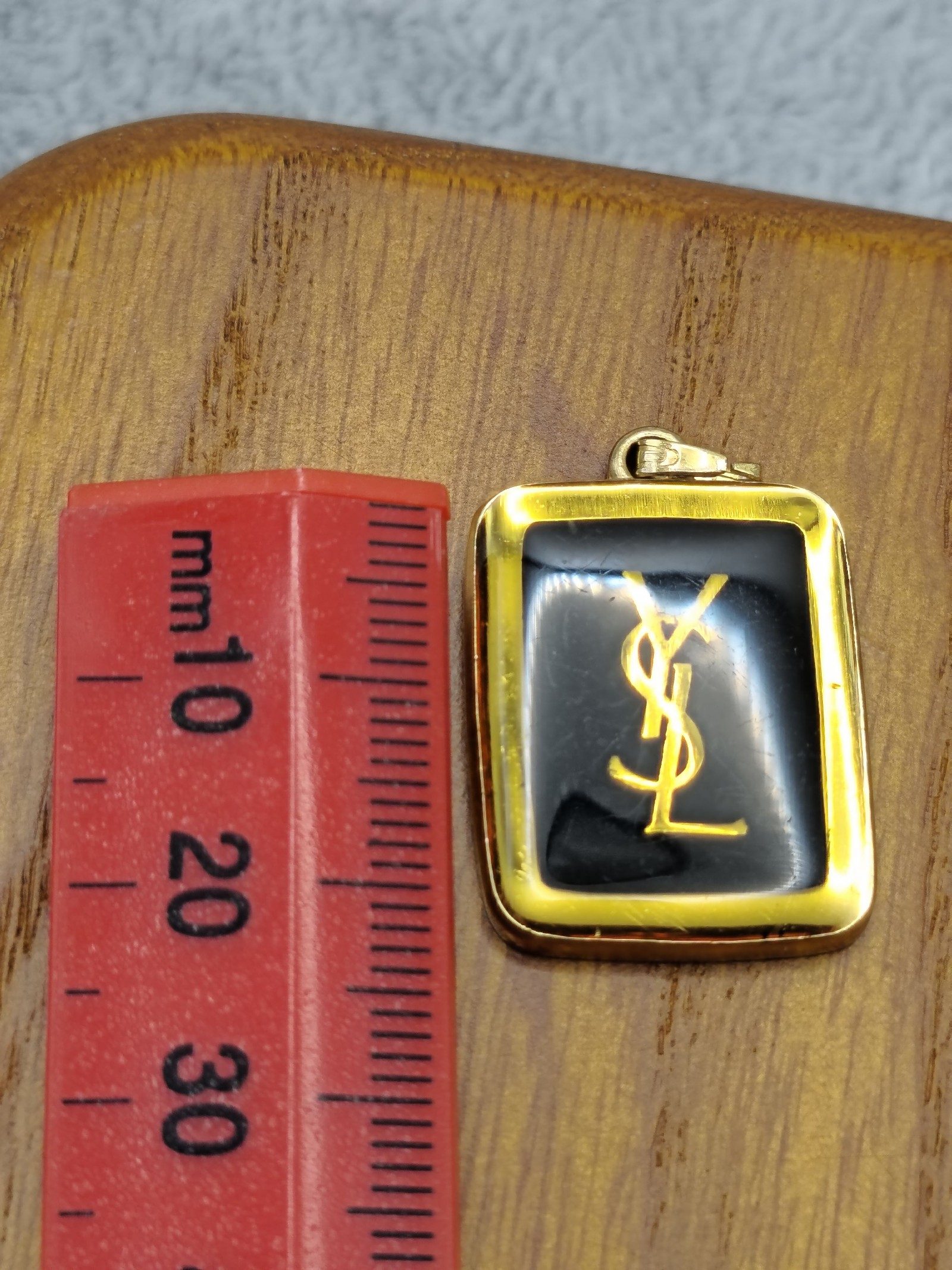 YSL Gold & Black Pendant Charm Approx 30mm image 3