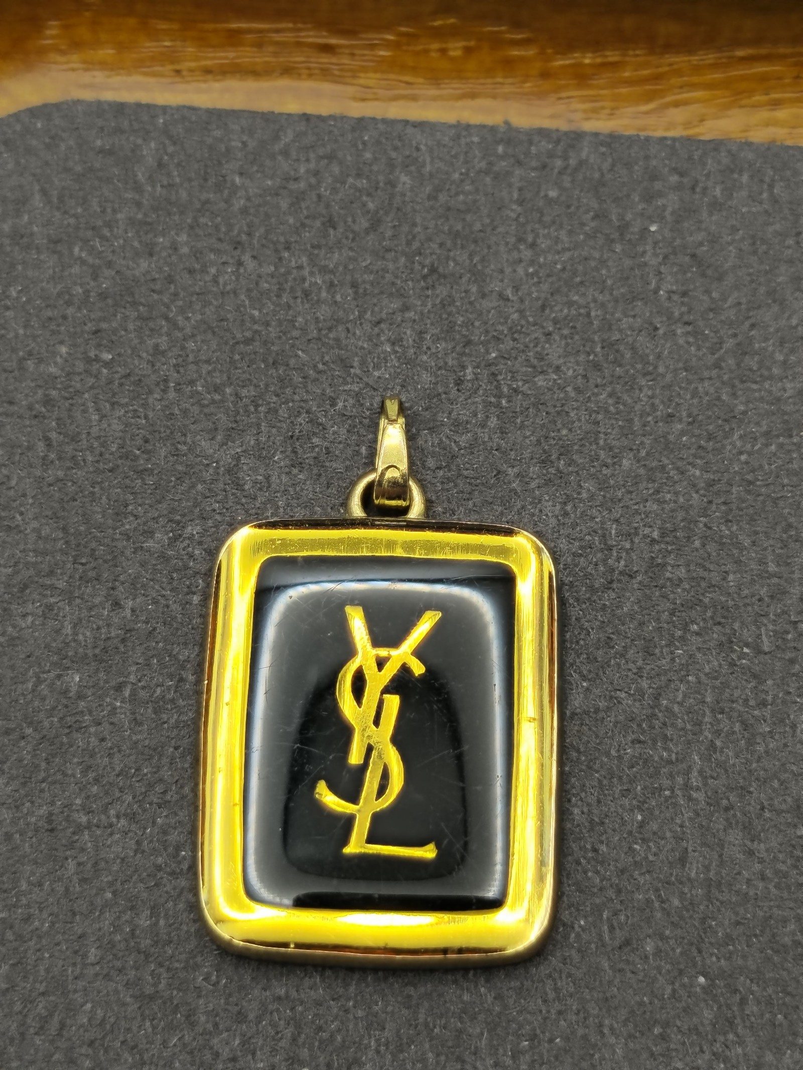 YSL Gold & Black Pendant Charm Approx 30mm image 4