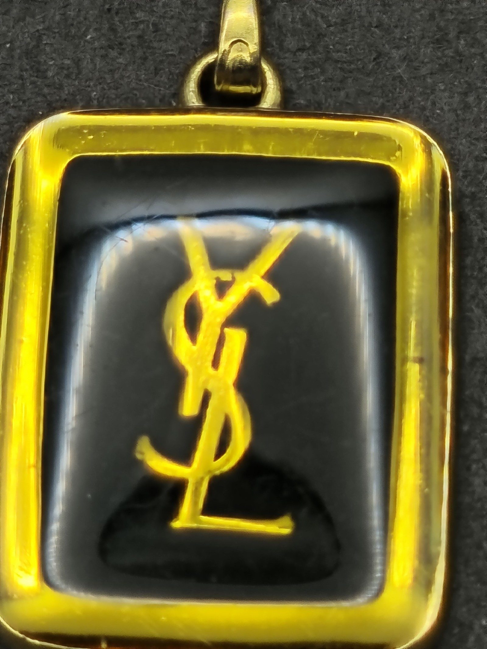 YSL Gold & Black Pendant Charm Approx 30mm image 5