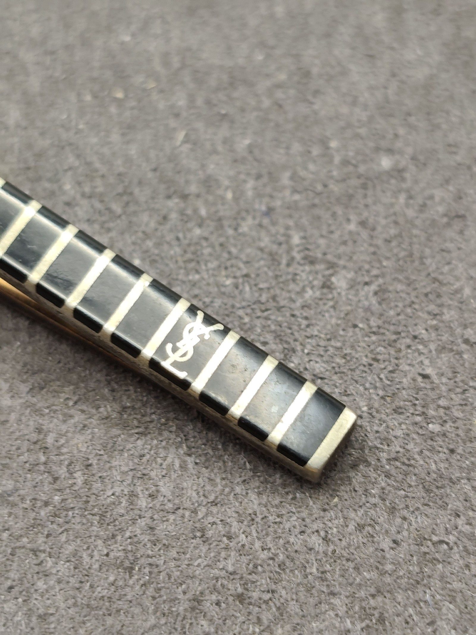Yves Saint Laurent Black & Silver Logo Tie Clip image 4
