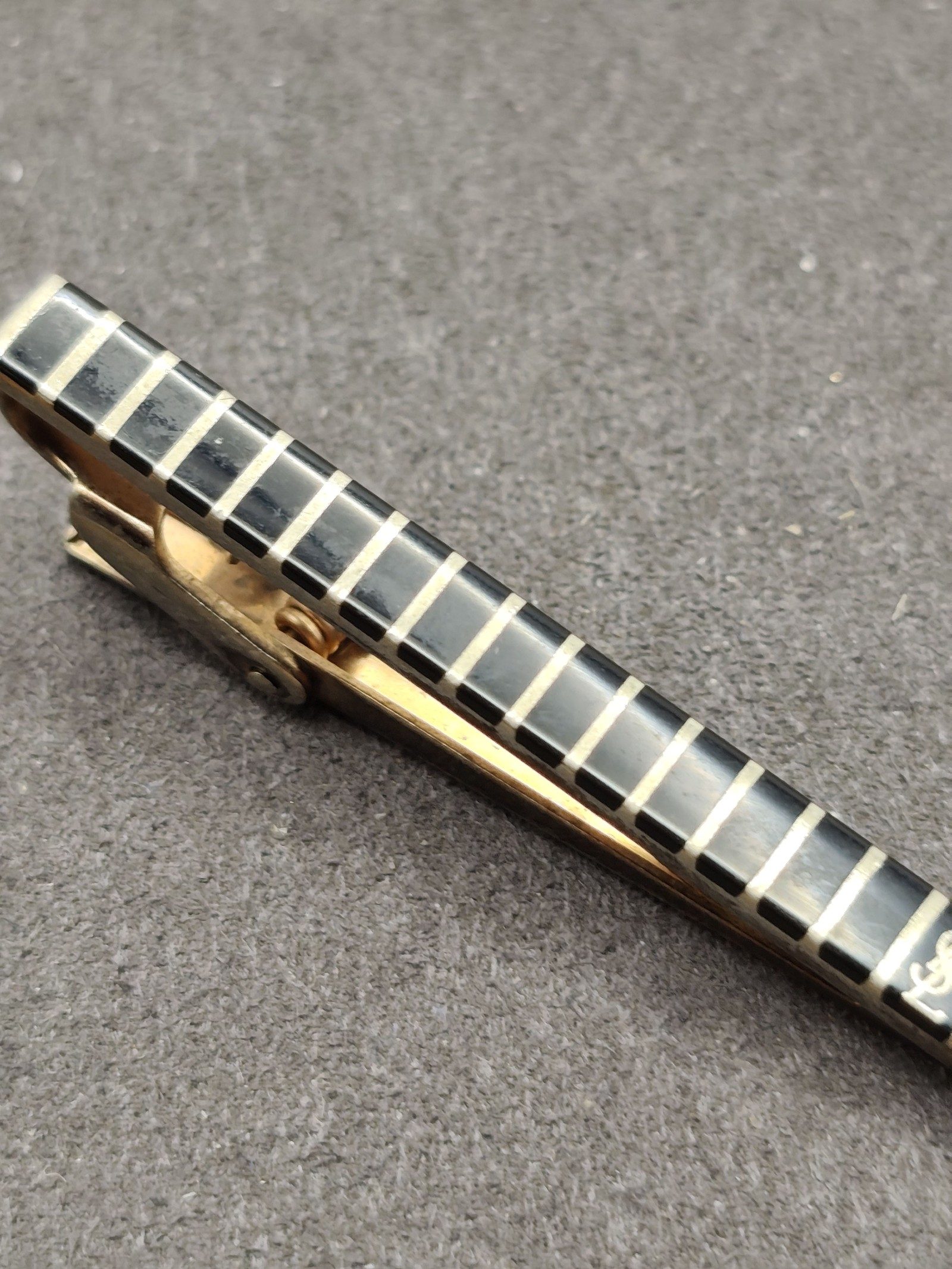 Yves Saint Laurent Black & Silver Logo Tie Clip image 5