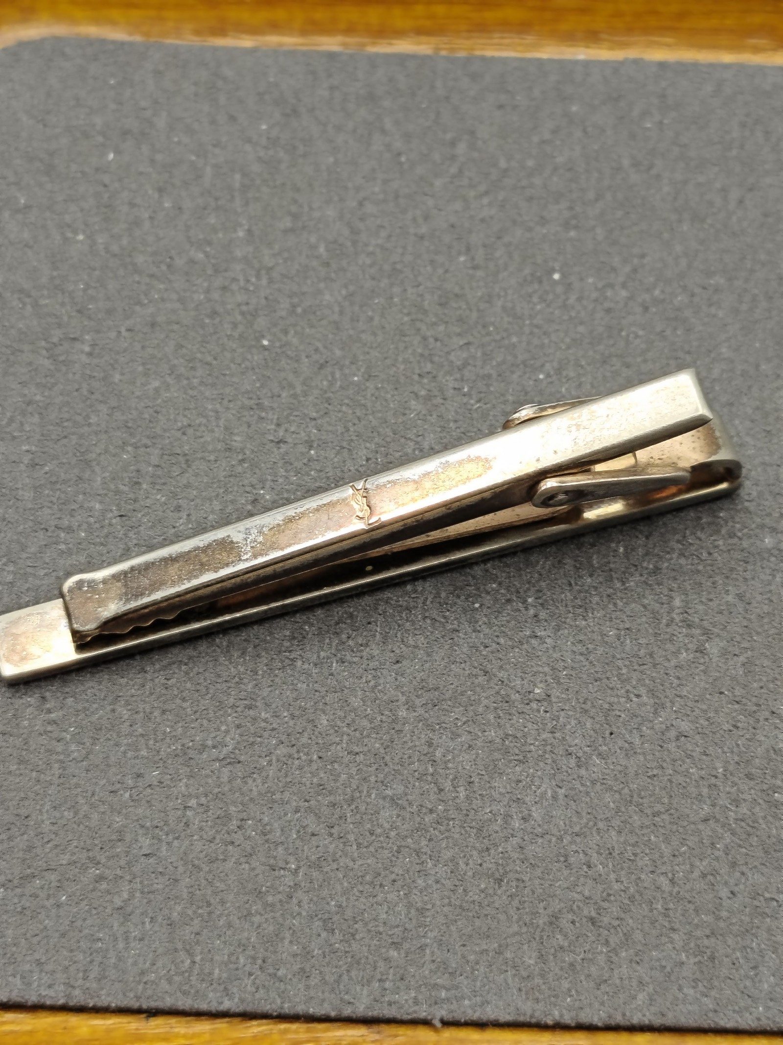 Yves Saint Laurent Black & Silver Logo Tie Clip image 6