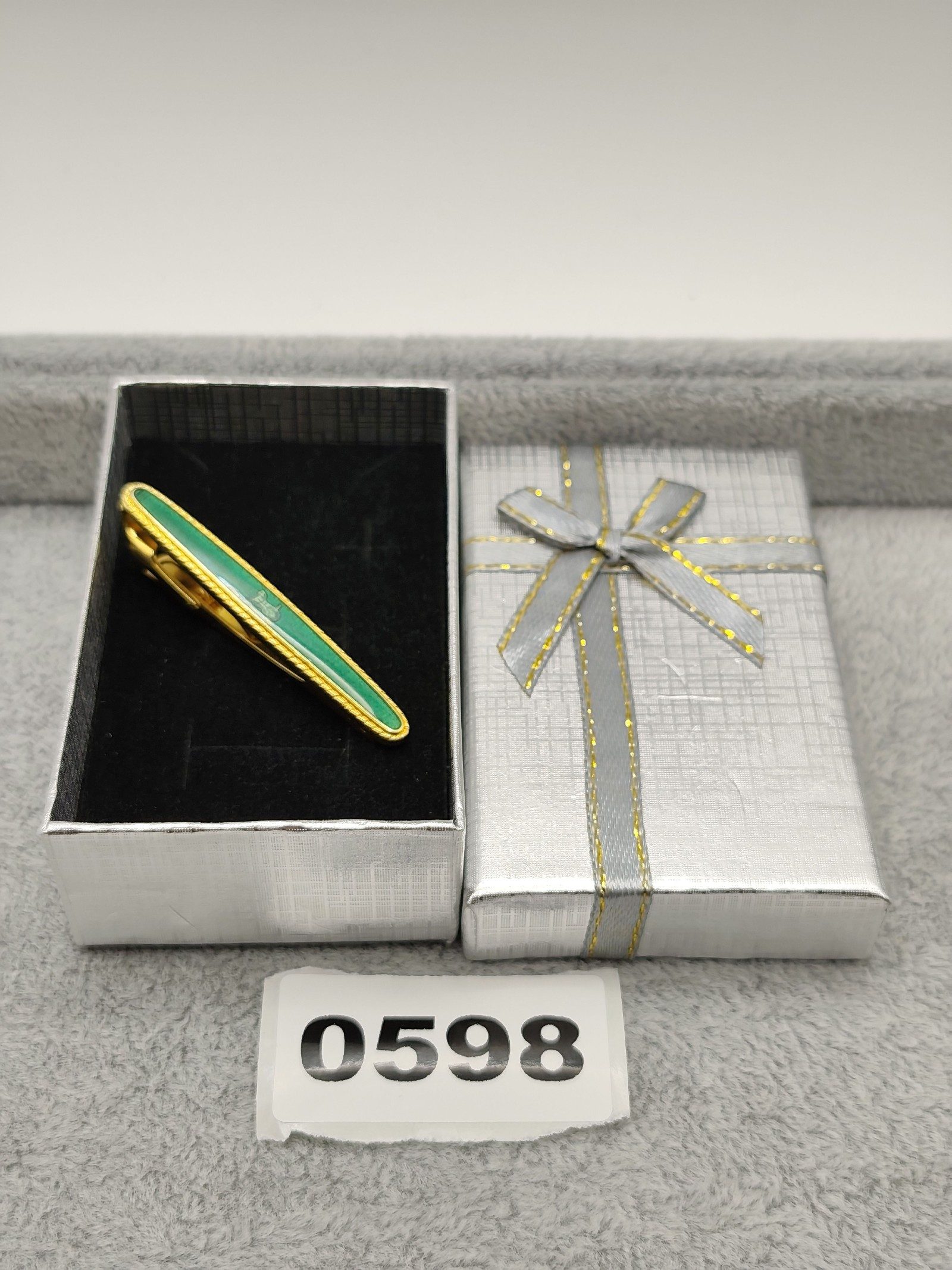 Celine Green & Gold Enamel Tie Clip