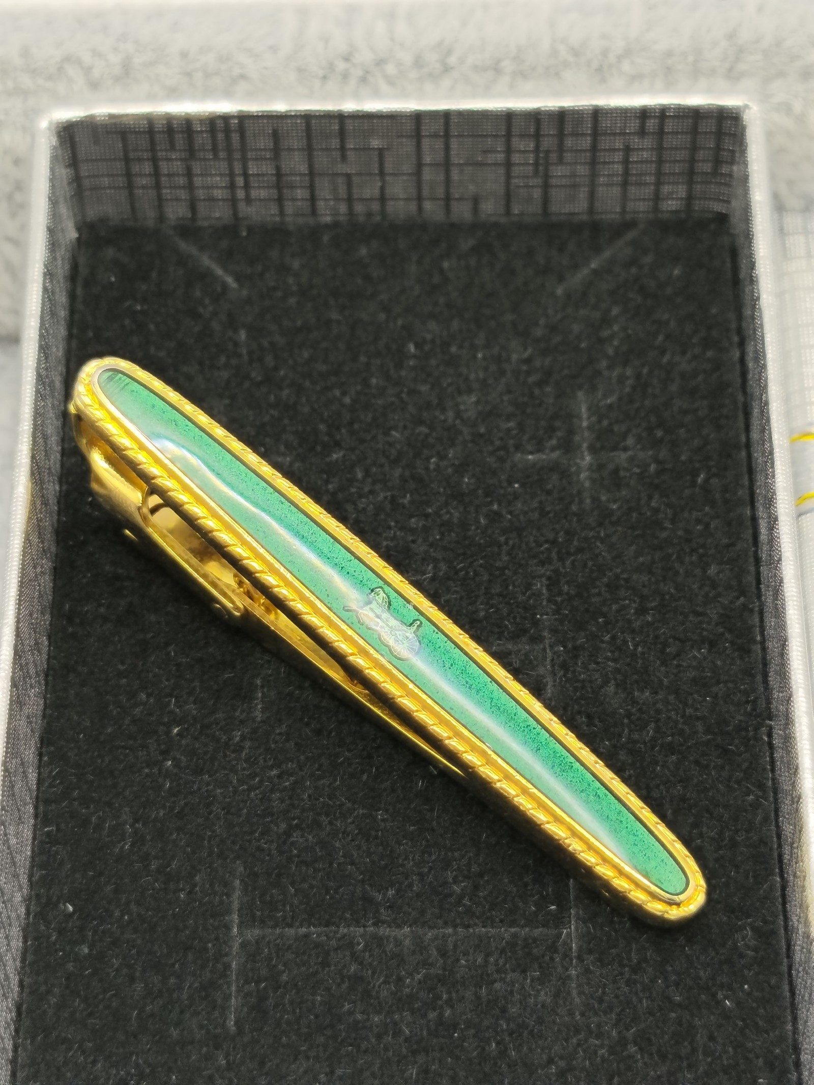 Celine Green & Gold Enamel Tie Clip image 2