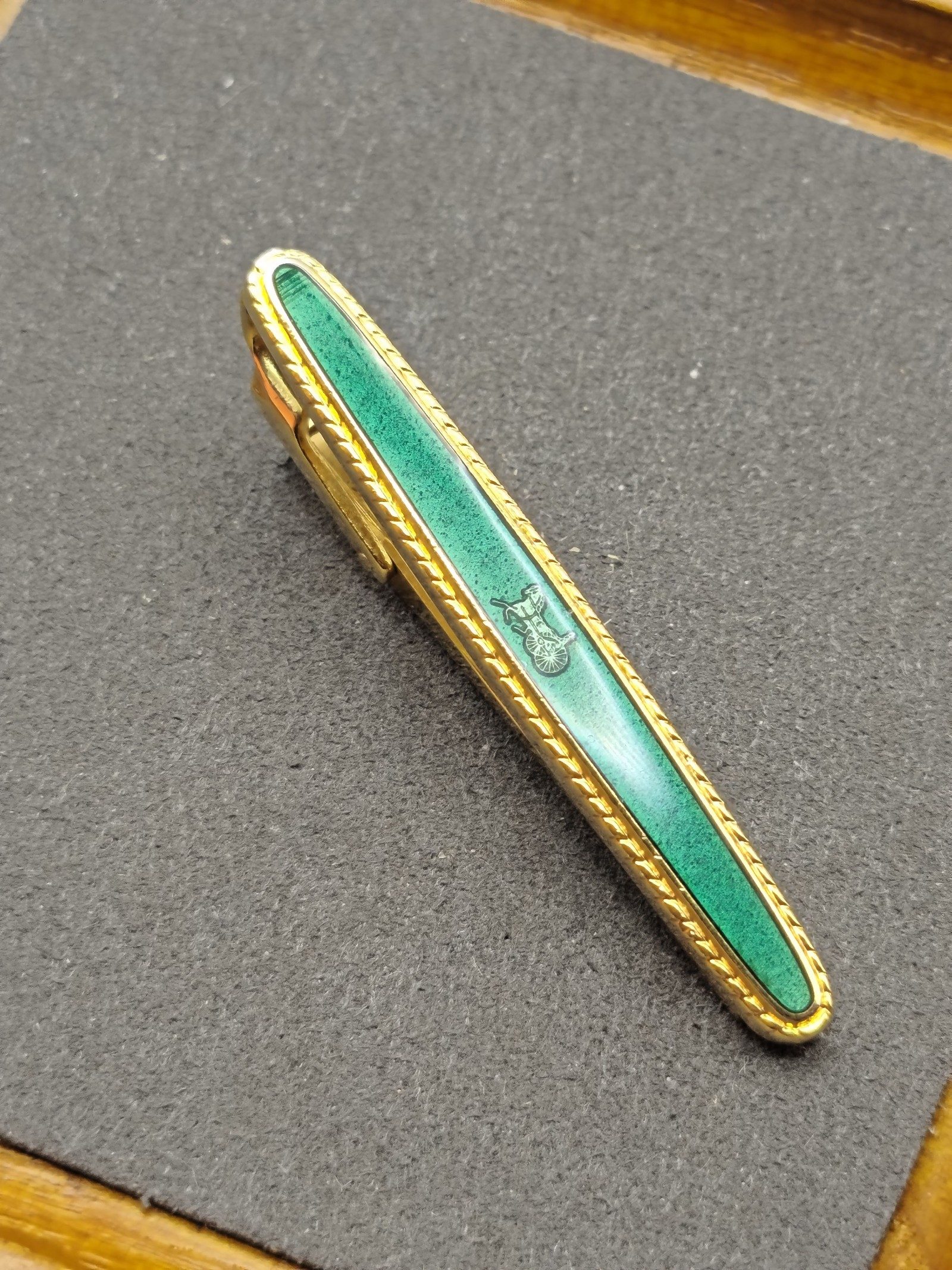 Celine Green & Gold Enamel Tie Clip image 5
