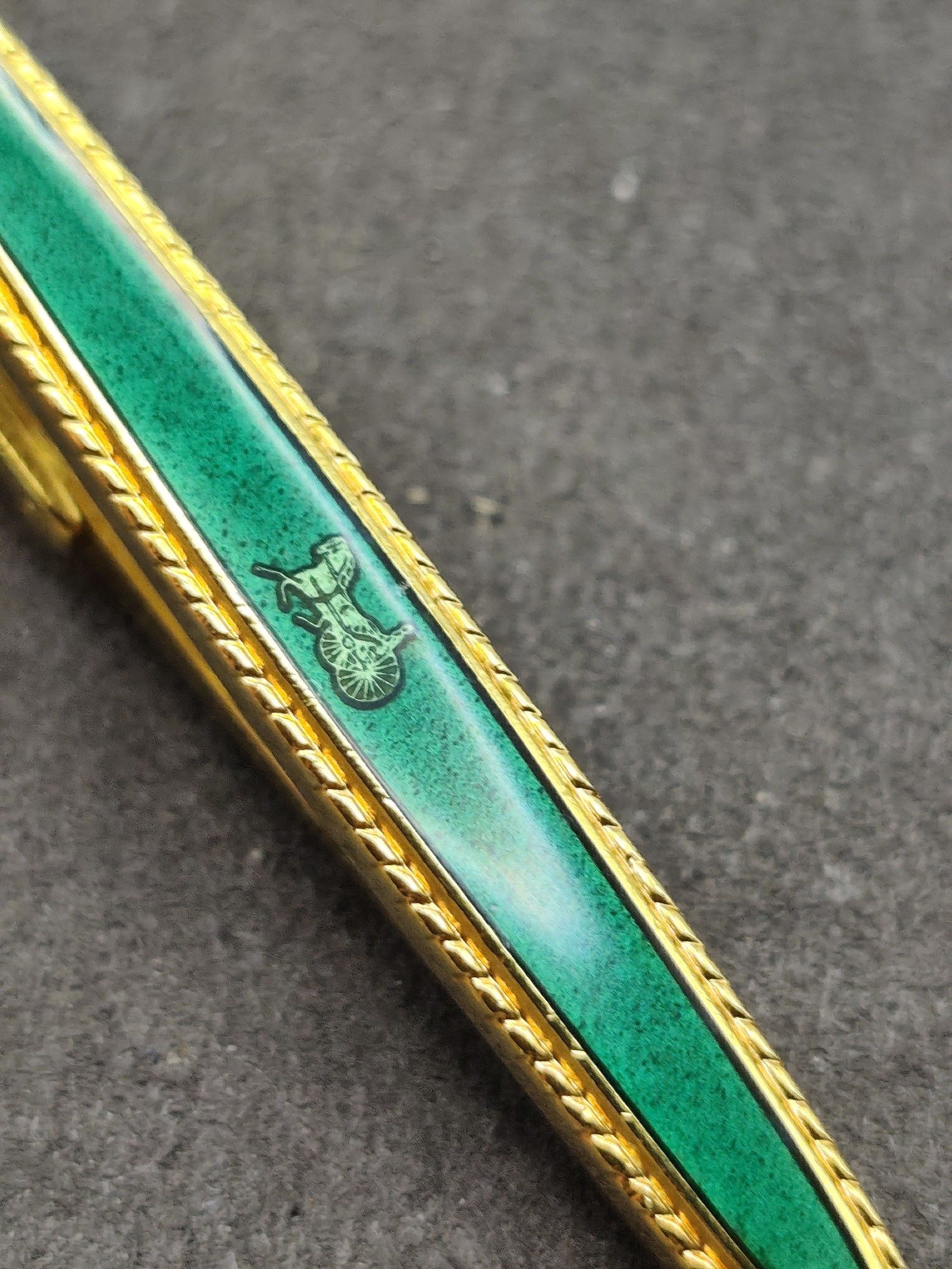 Celine Green & Gold Enamel Tie Clip image 7