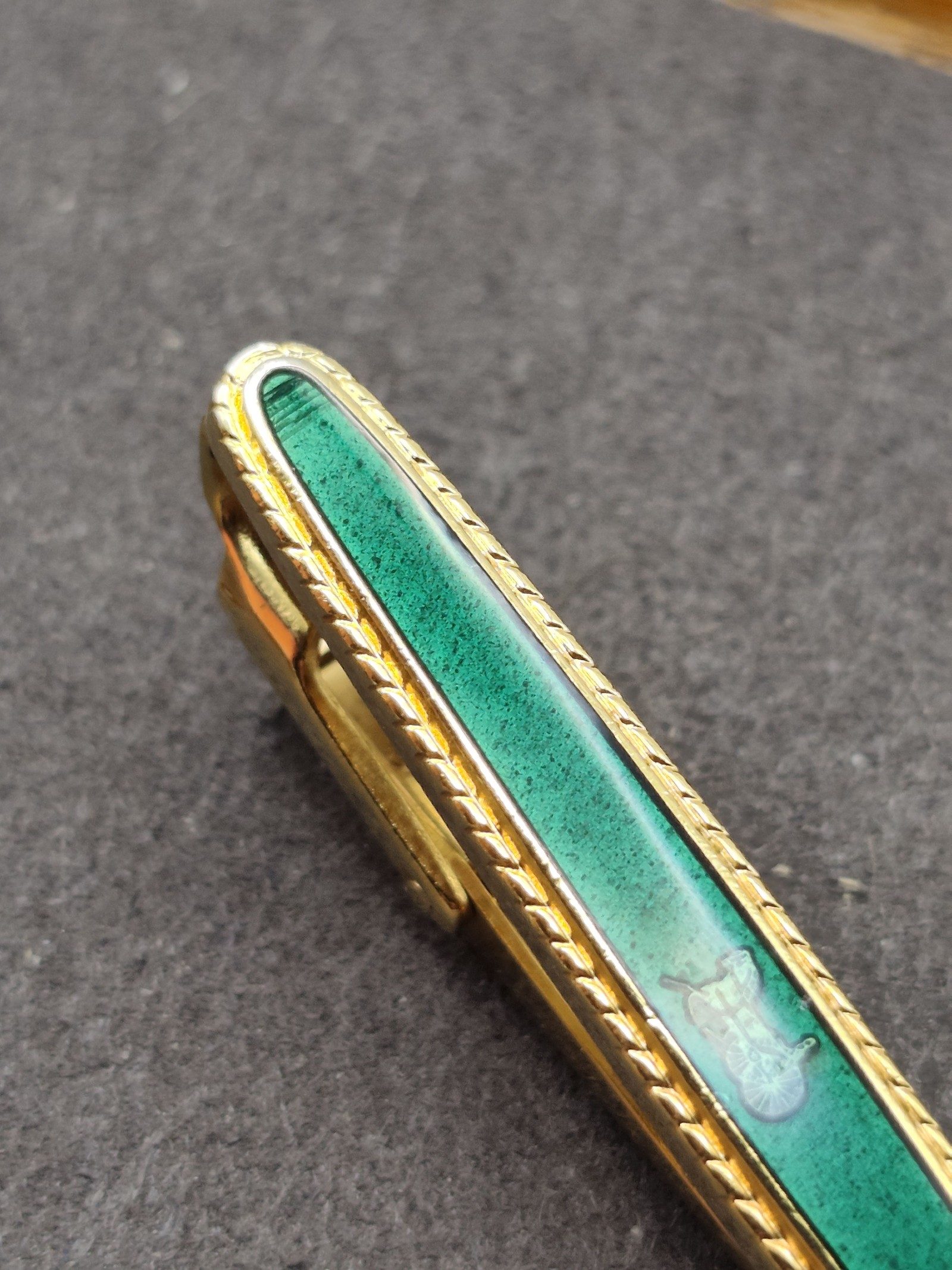 Celine Green & Gold Enamel Tie Clip image 8