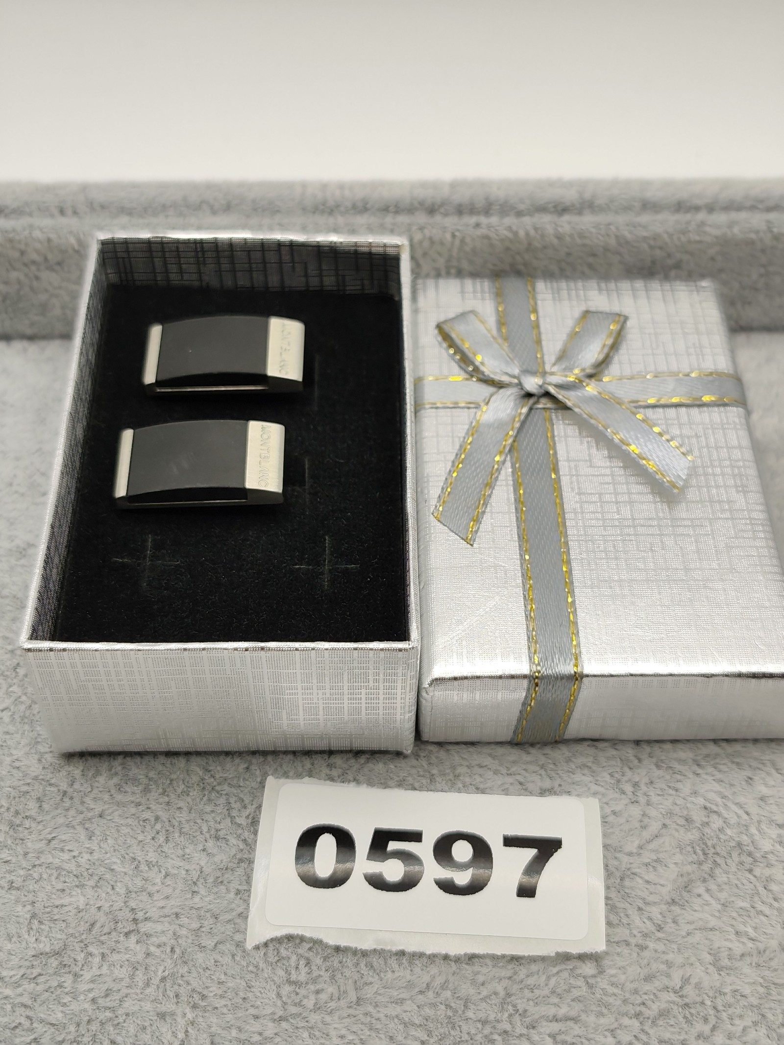 Montblanc Black & Silver Cufflinks with Box