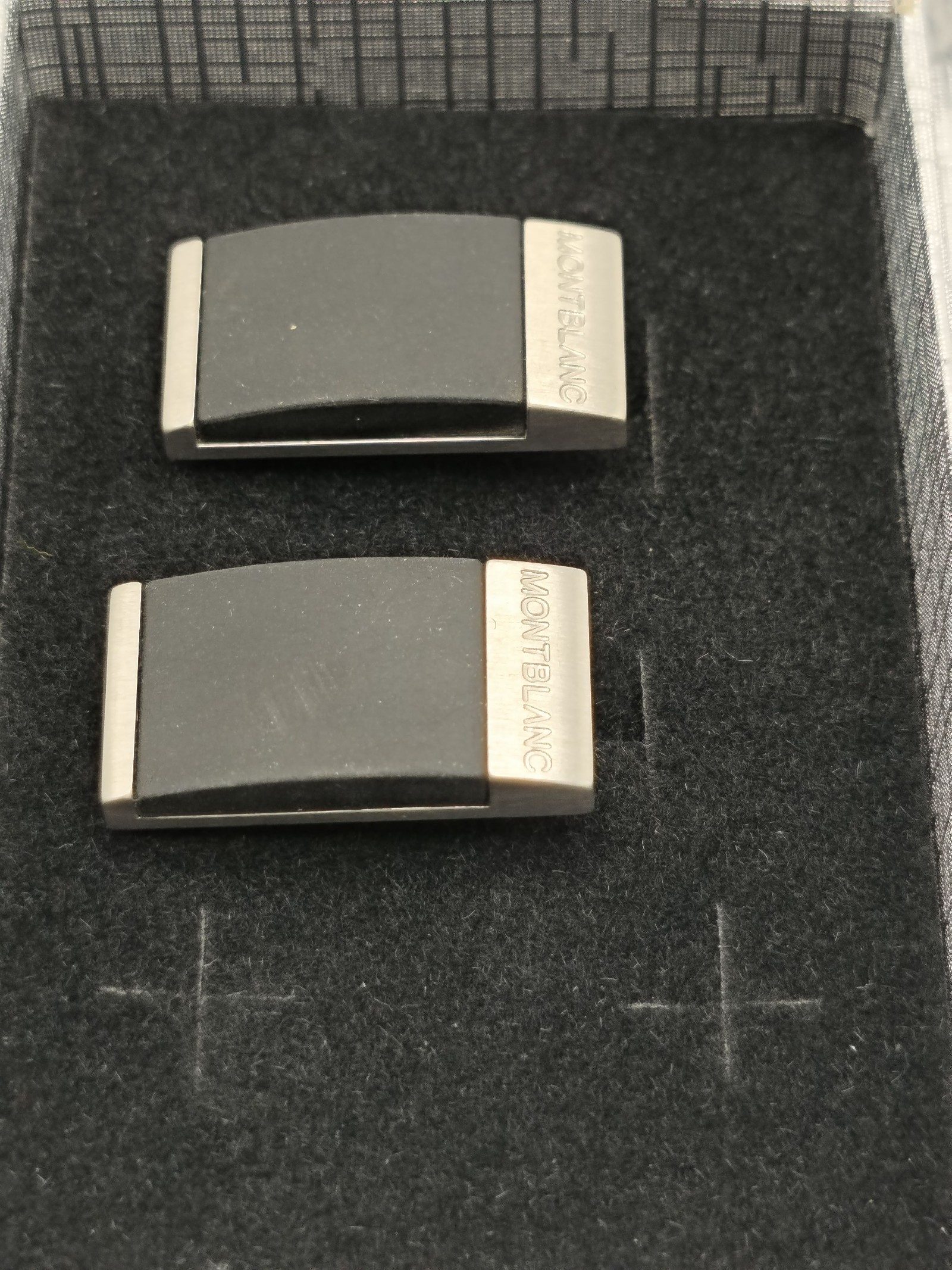 Montblanc Black & Silver Cufflinks with Box image 2
