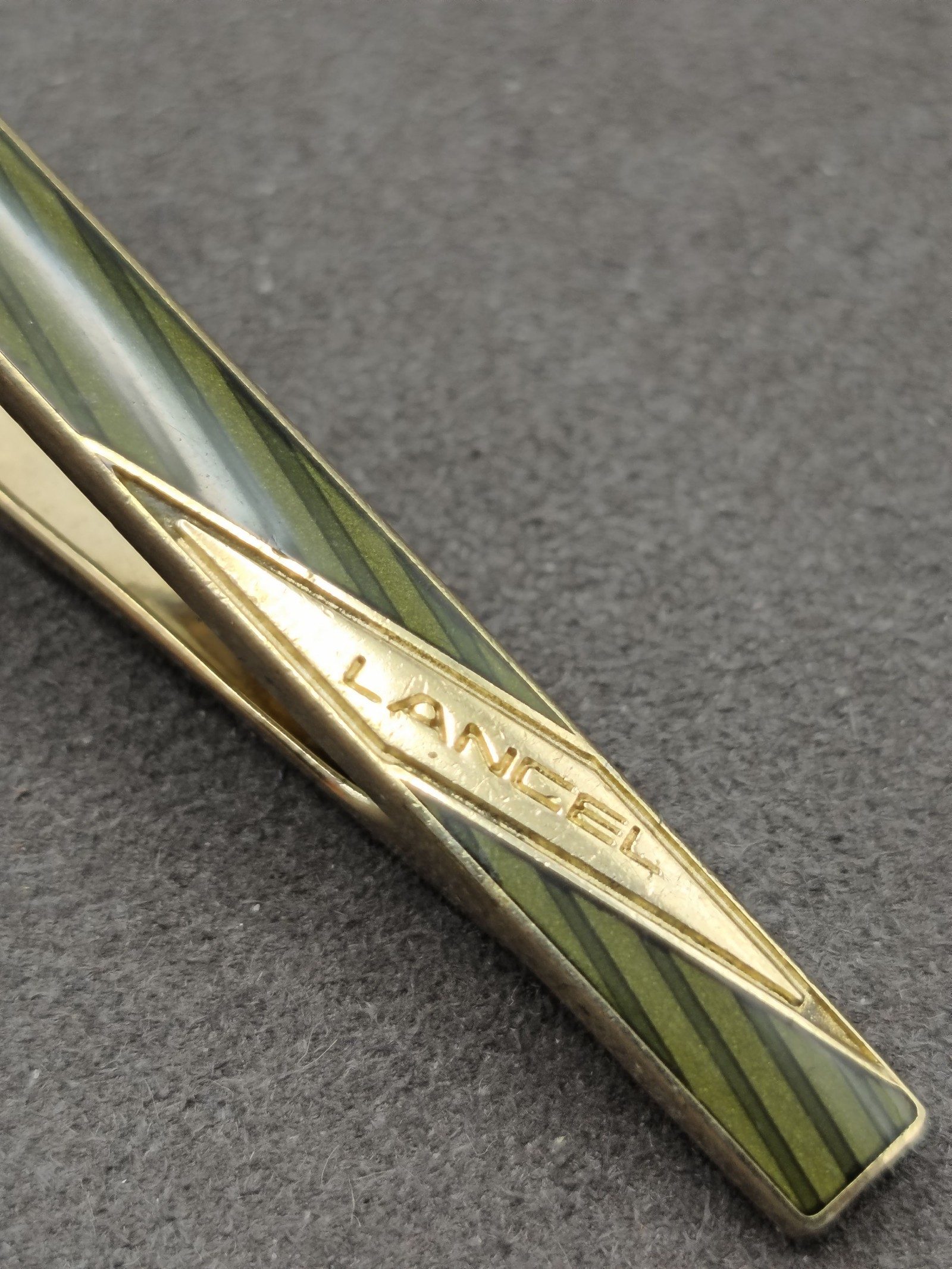 Lancel Green Enamel Tie Clip & Cufflinks Set image 4