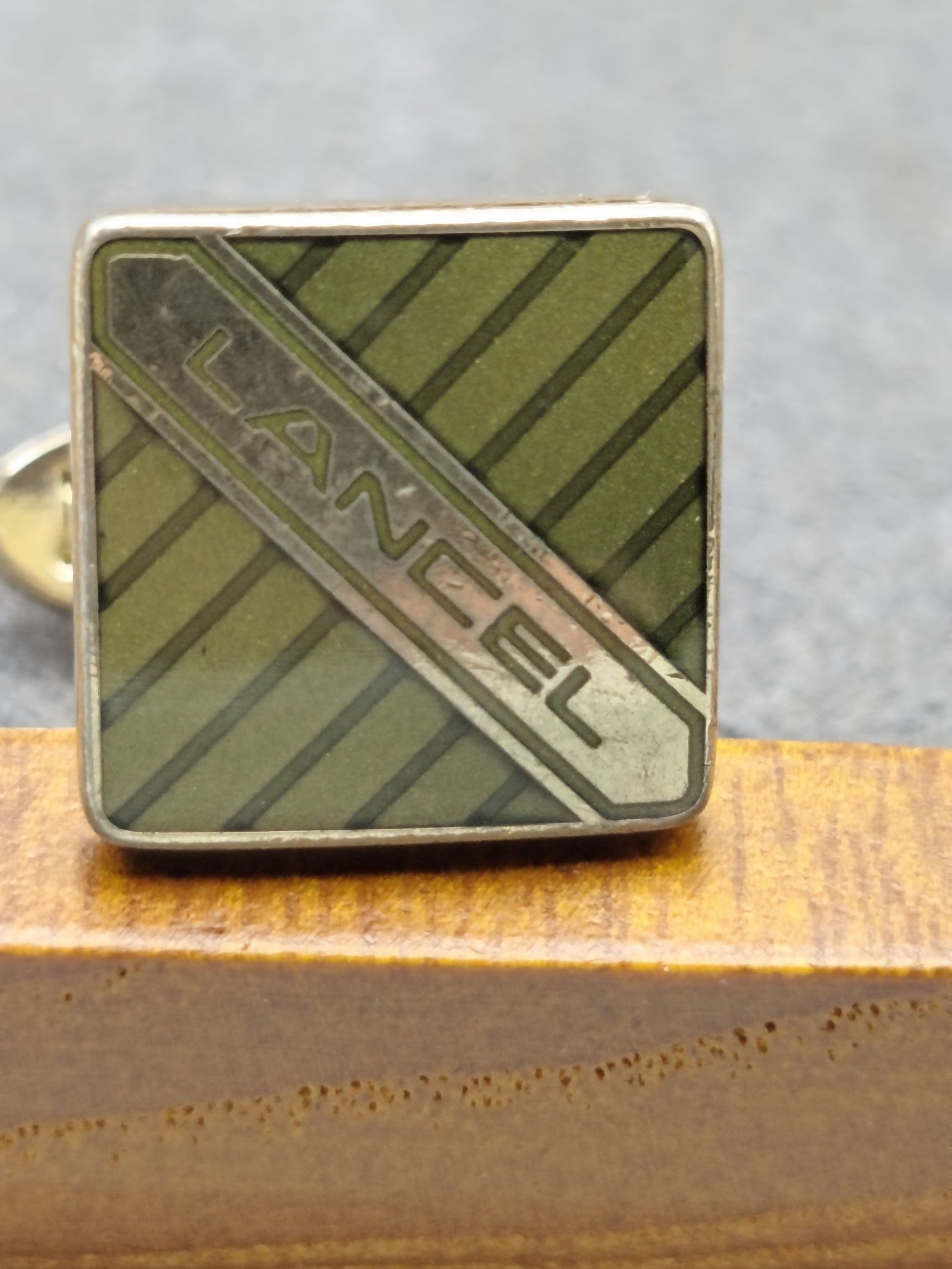 Lancel Green Enamel Tie Clip & Cufflinks Set image 8