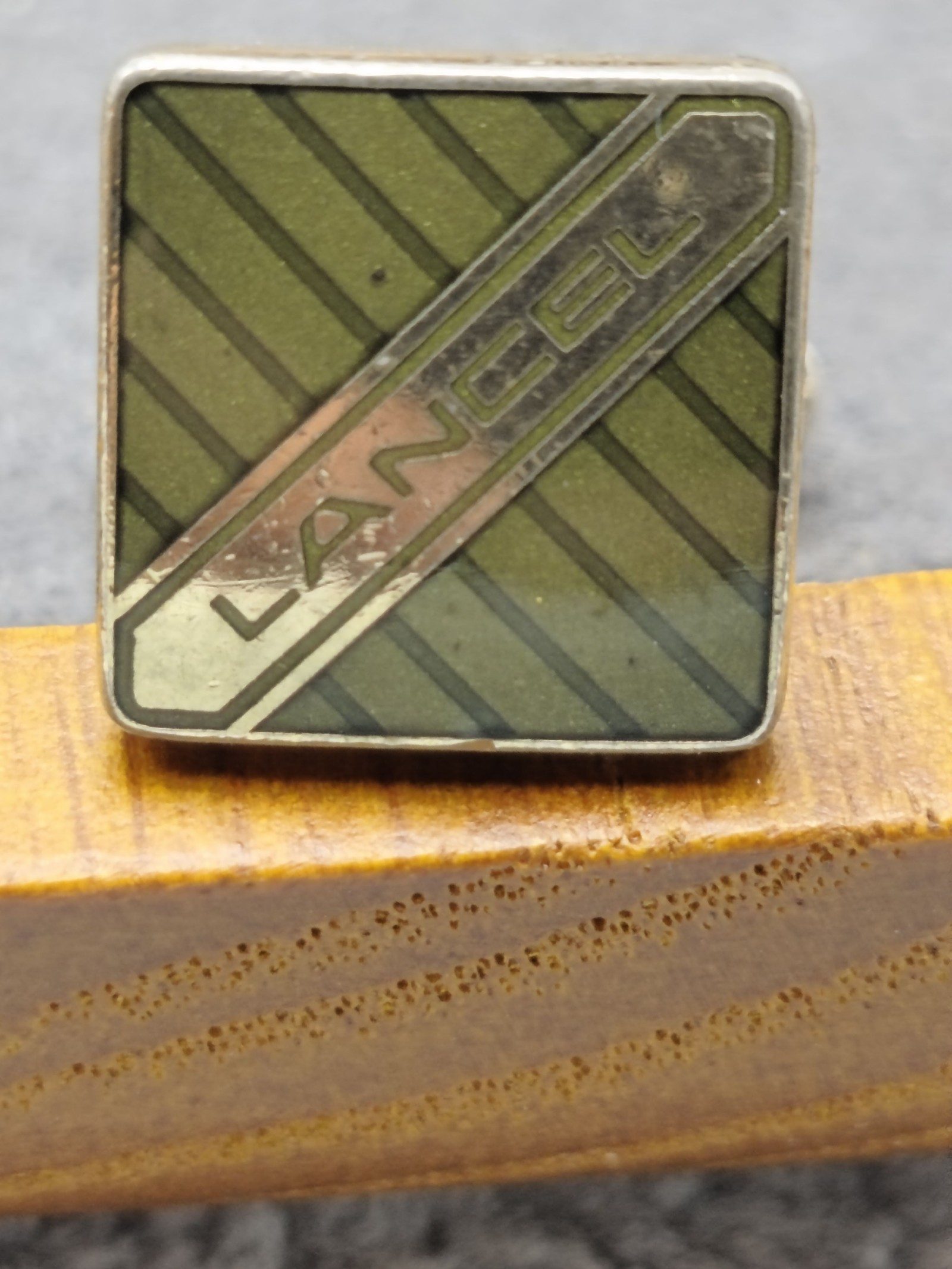 Lancel Green Enamel Tie Clip & Cufflinks Set image 9