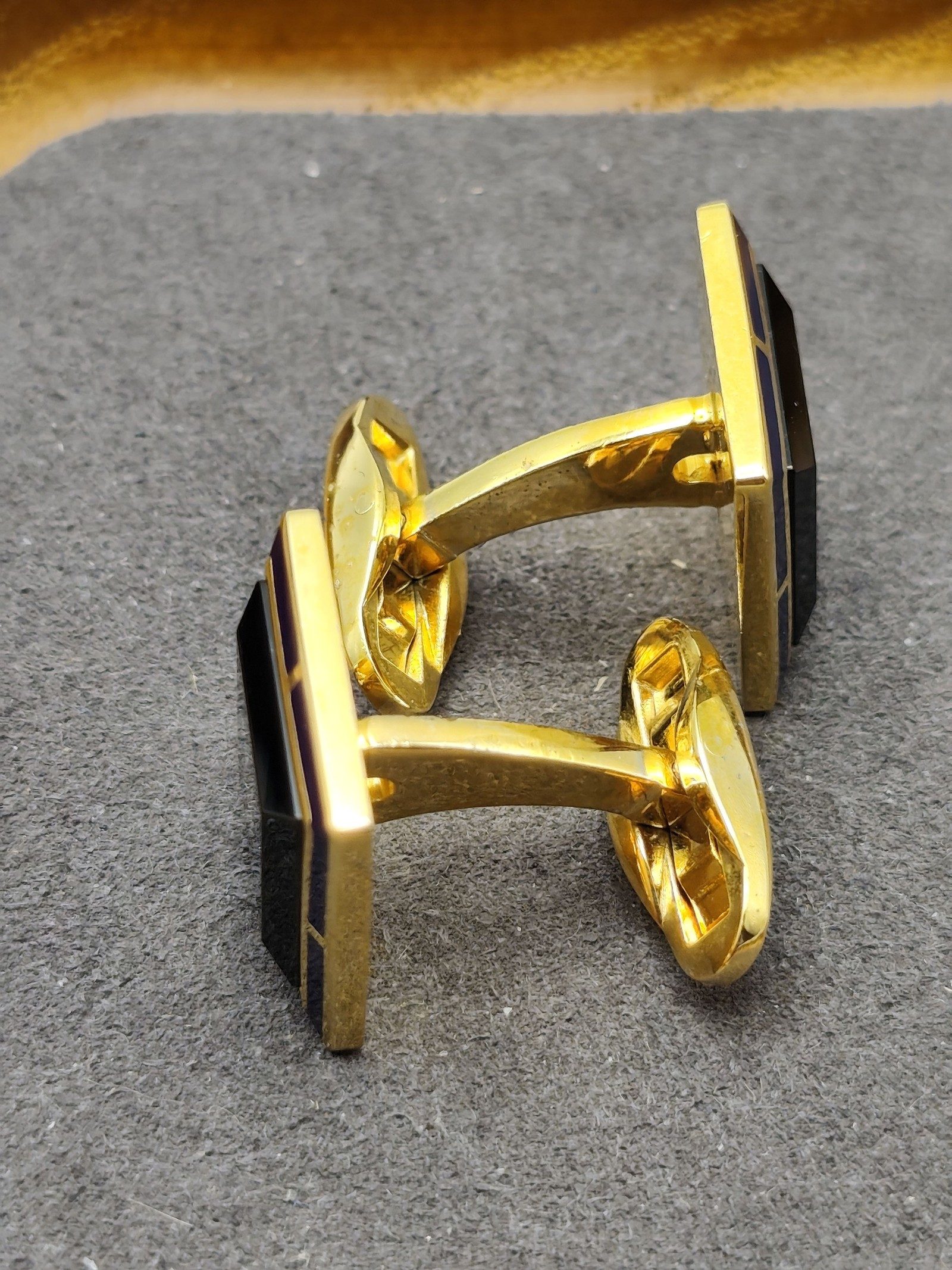 Celine Black & Gold Square Logo Cufflinks Unisex image 6