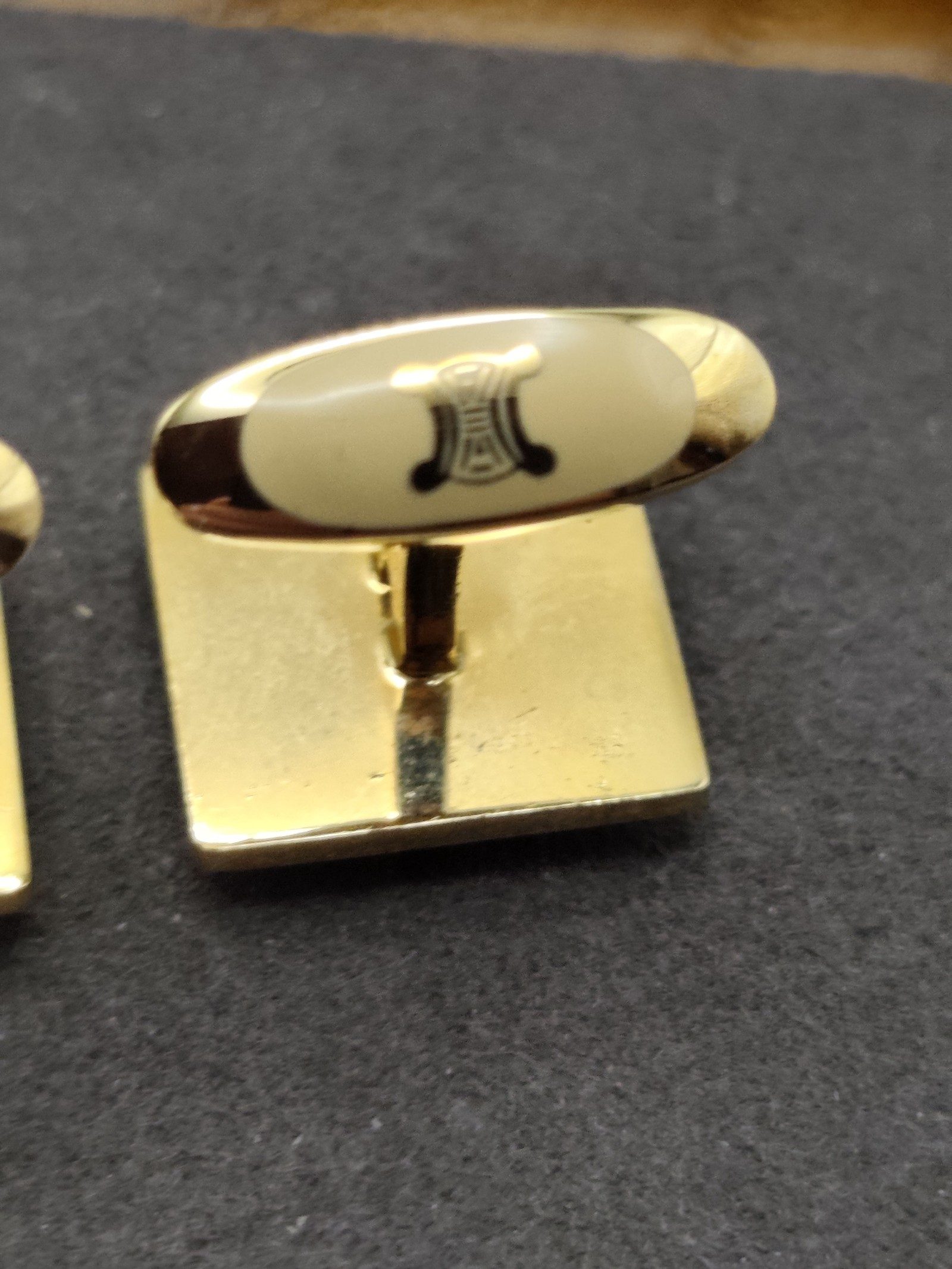 Celine Black & Gold Square Logo Cufflinks Unisex image 9