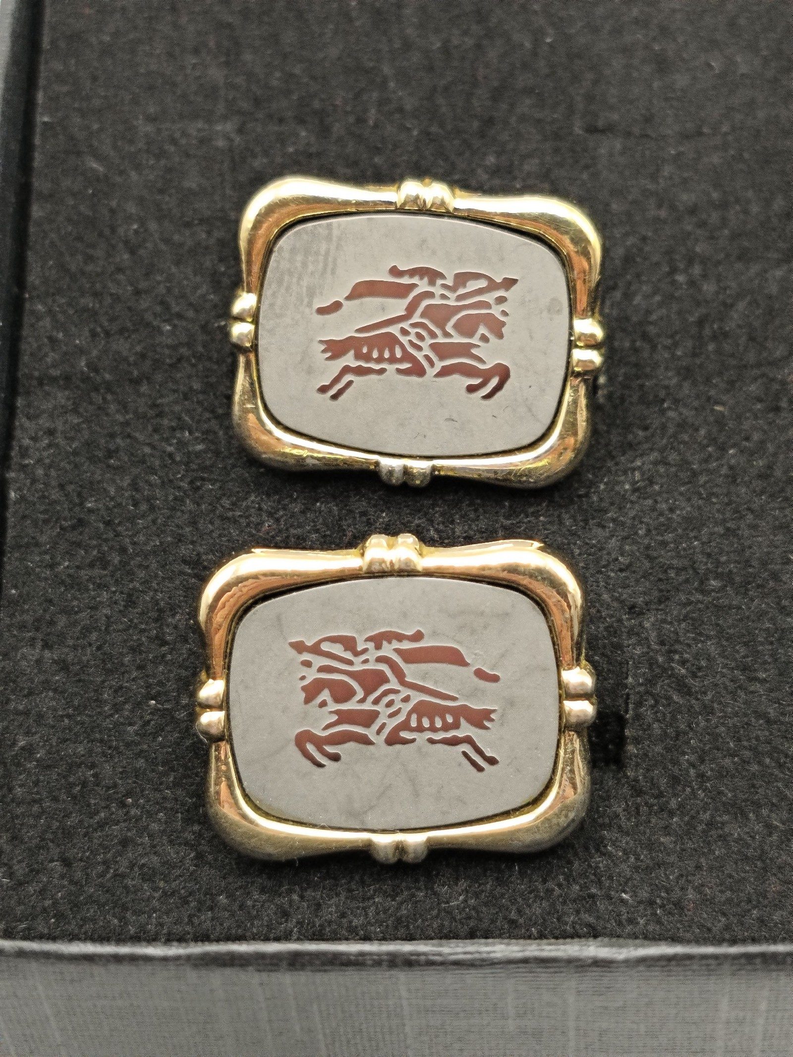 Burberry Vintage Engraved Equestrian Gold Tone Cufflinks image 2
