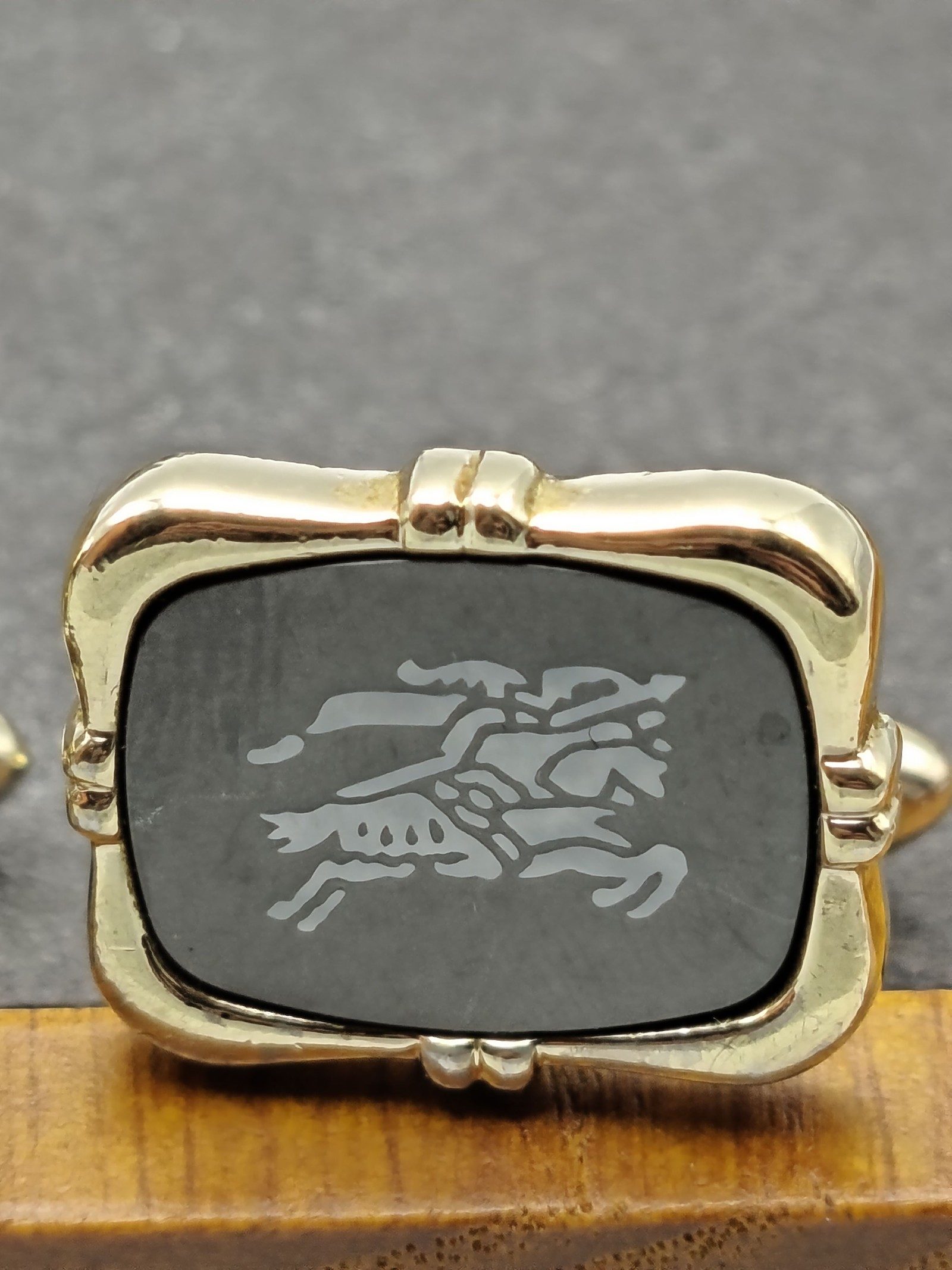 Burberry Vintage Engraved Equestrian Gold Tone Cufflinks image 4