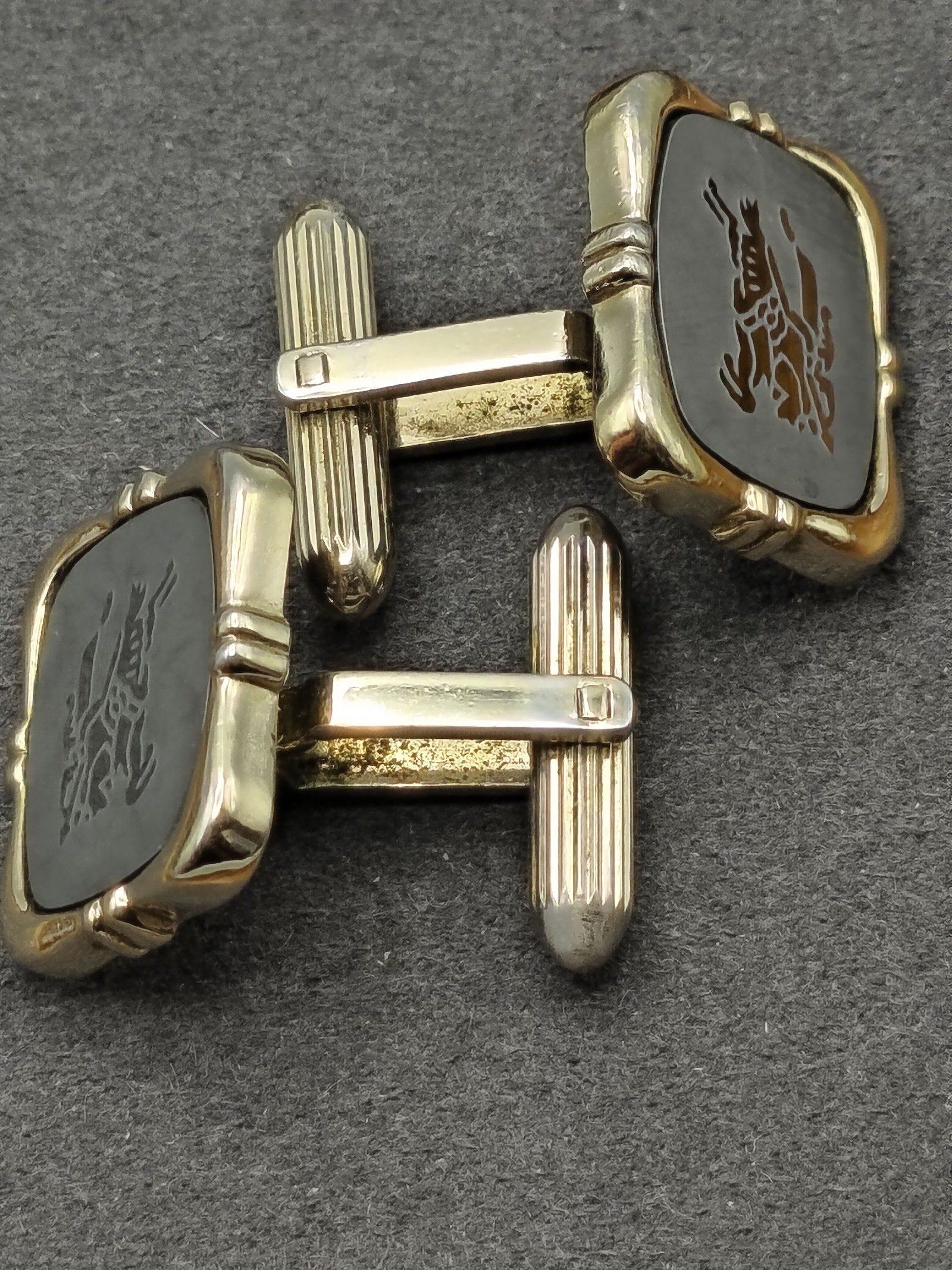 Burberry Vintage Engraved Equestrian Gold Tone Cufflinks image 10