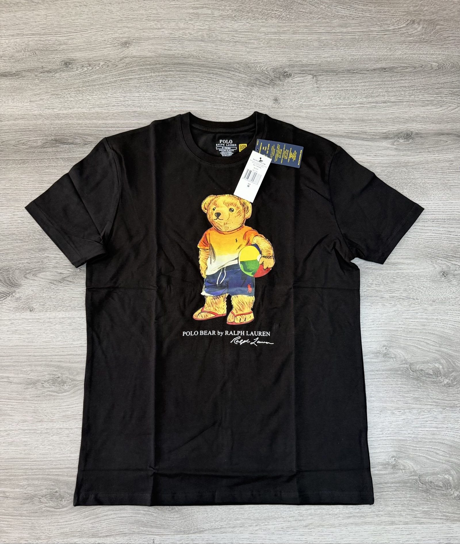 Polo Ralph Lauren Black Bear Print Cotton T-Shirt Medium (
