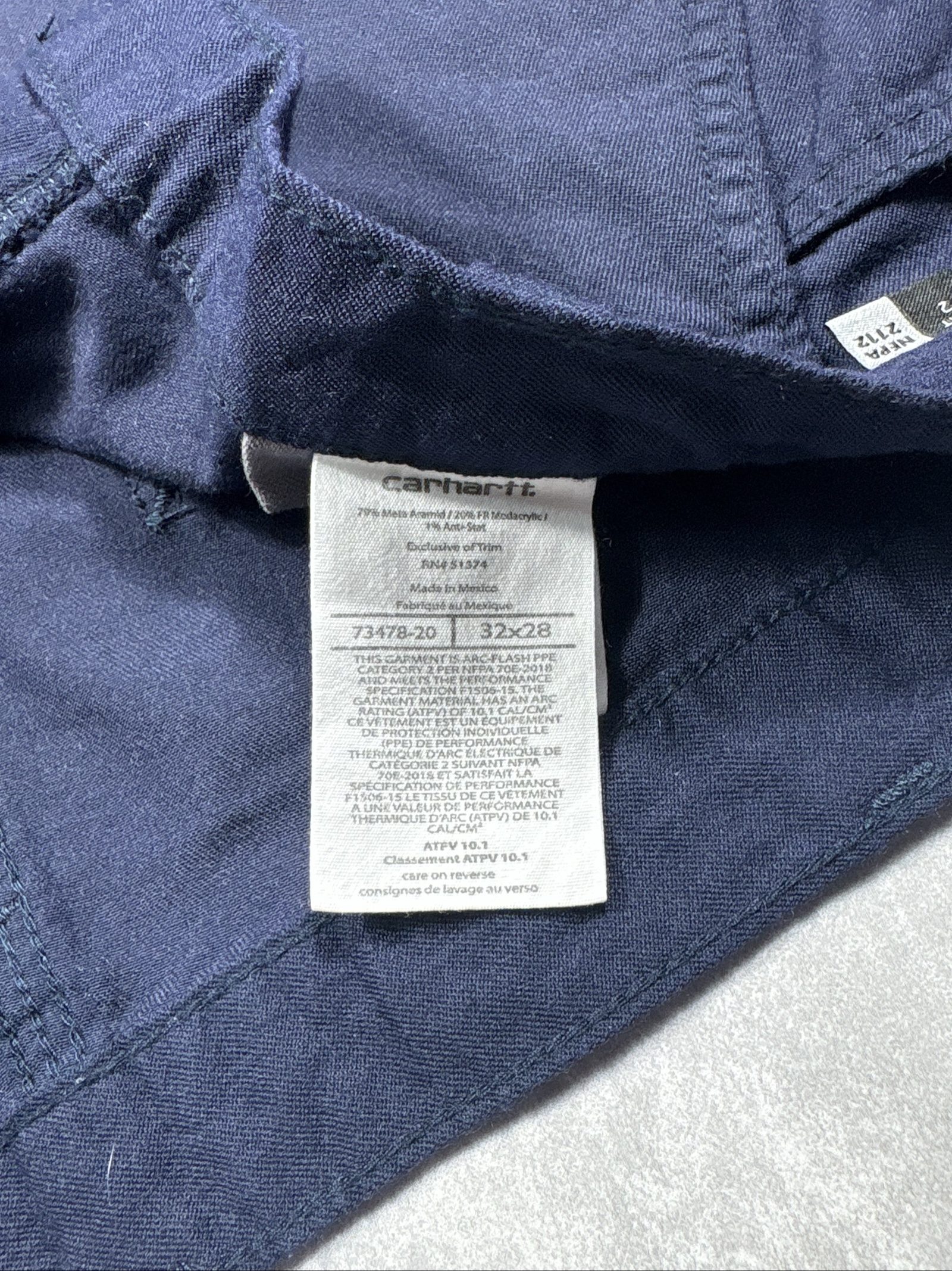 Carhartt Navy FR Work Cargo Trousers W28 image 8