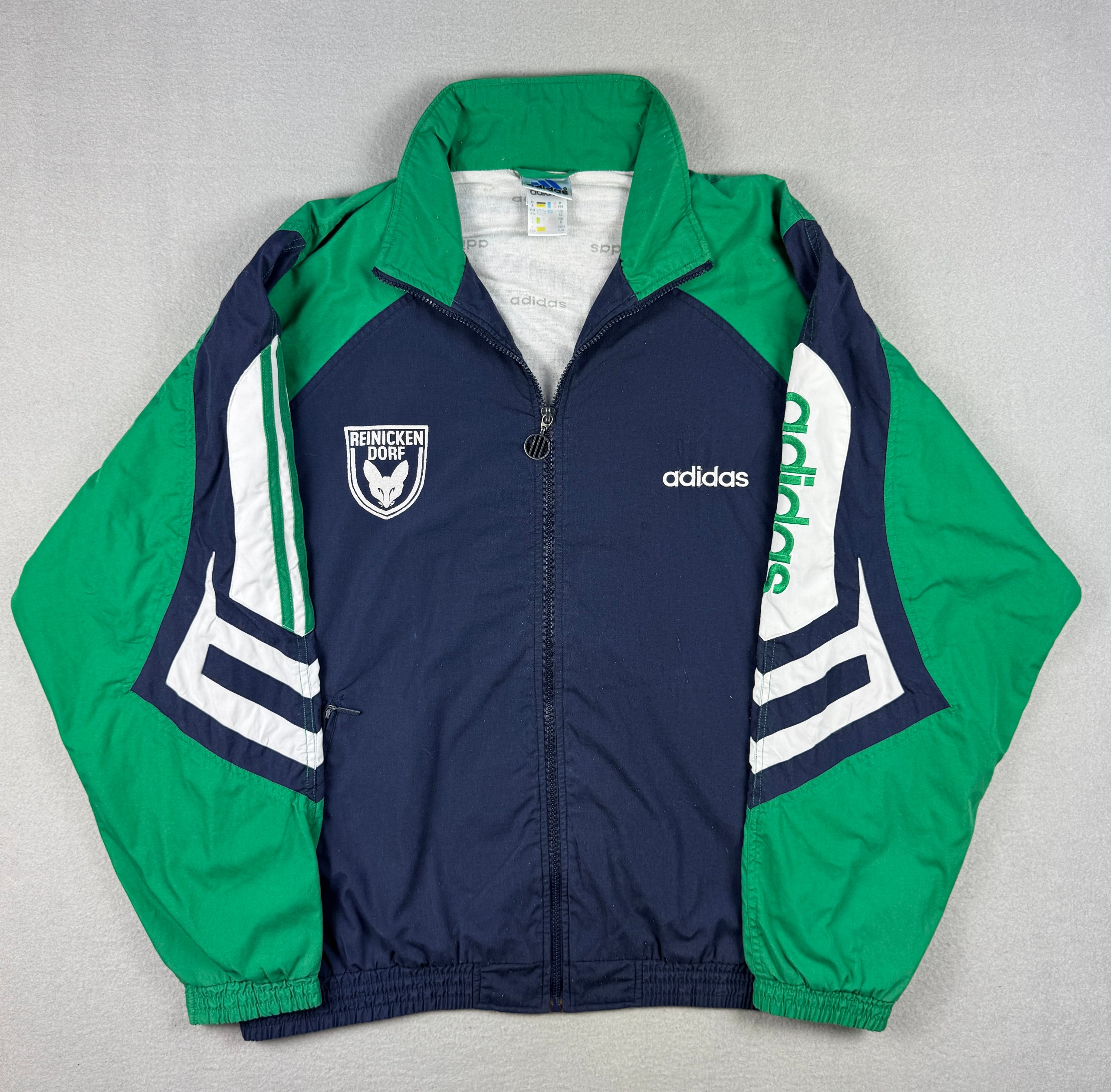 Adidas Vintage 90s Windbreaker Track Nylon Jacket Reinicken Dorf Logo Size XL