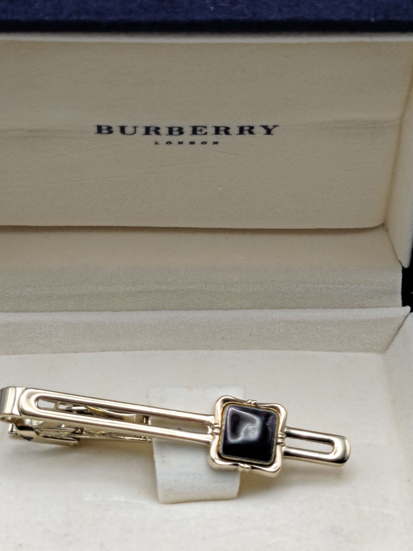 Burberry Gold & Black Tie Clip with Box image 2