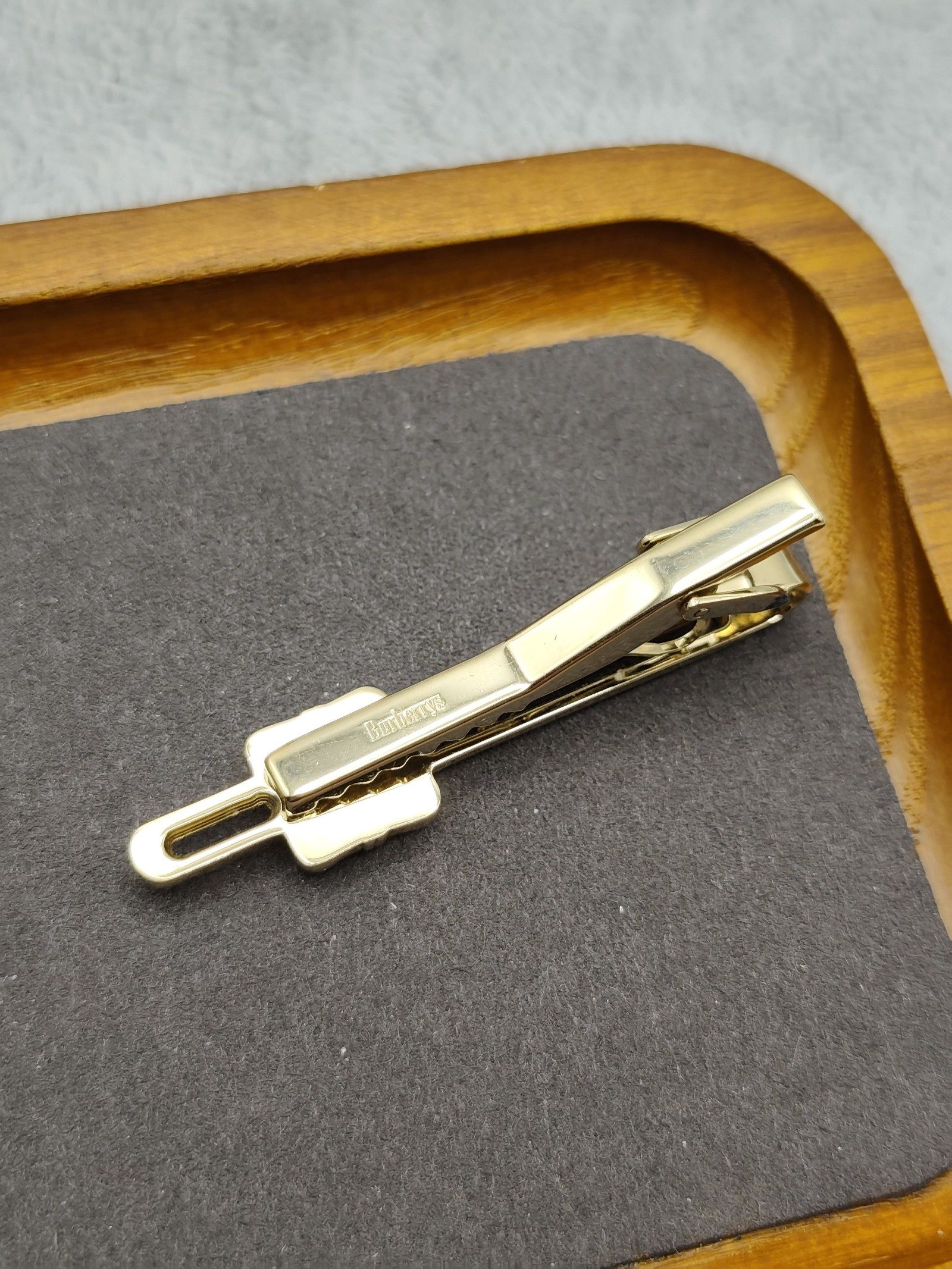 Burberry Gold & Black Tie Clip with Box image 4