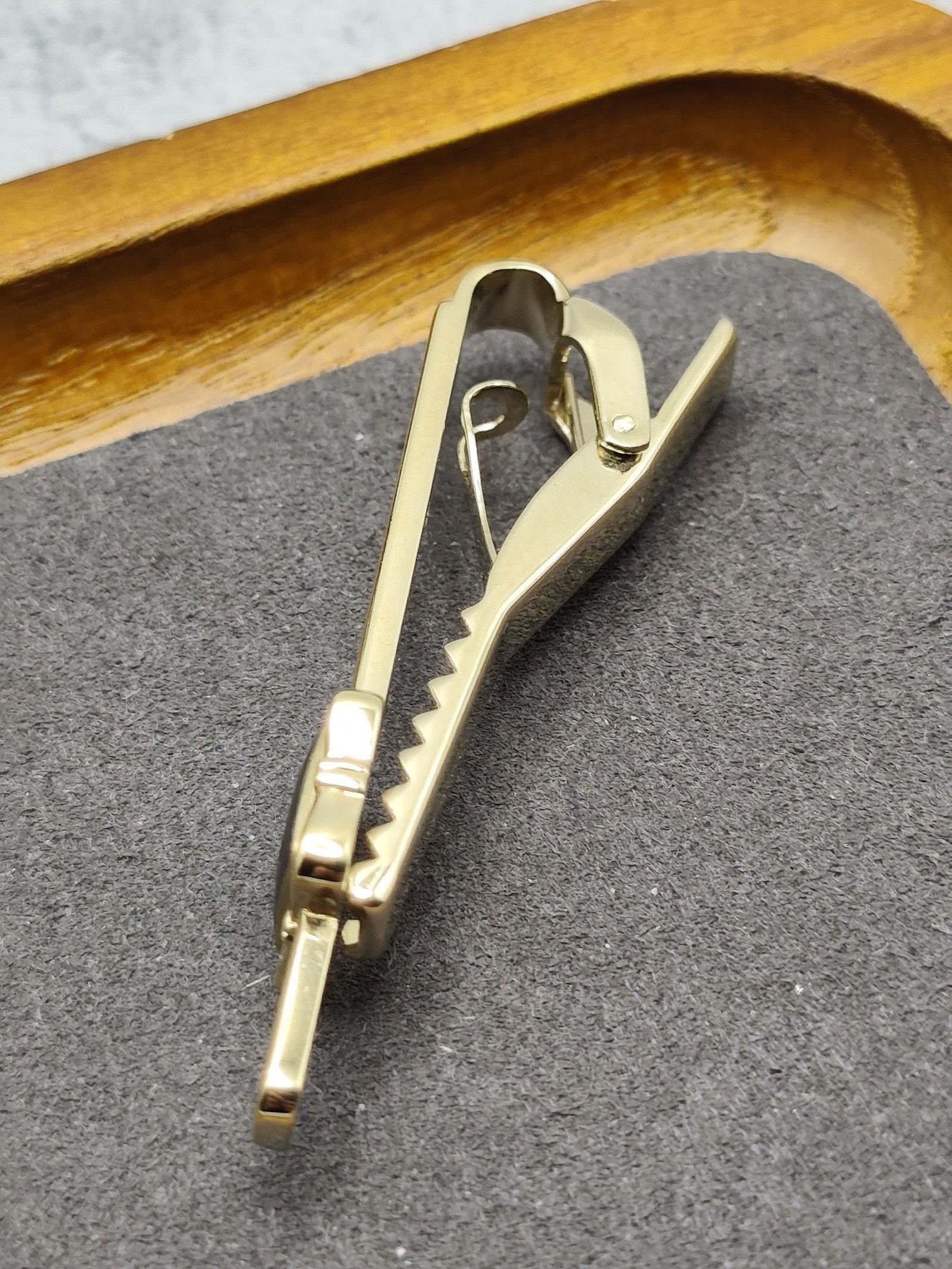 Burberry Gold & Black Tie Clip with Box image 9