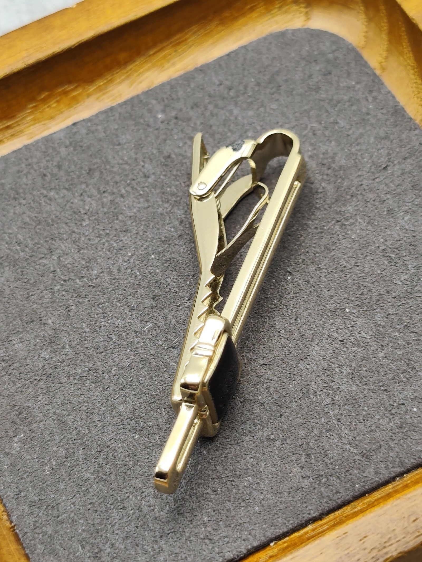 Burberry Gold & Black Tie Clip with Box image 10