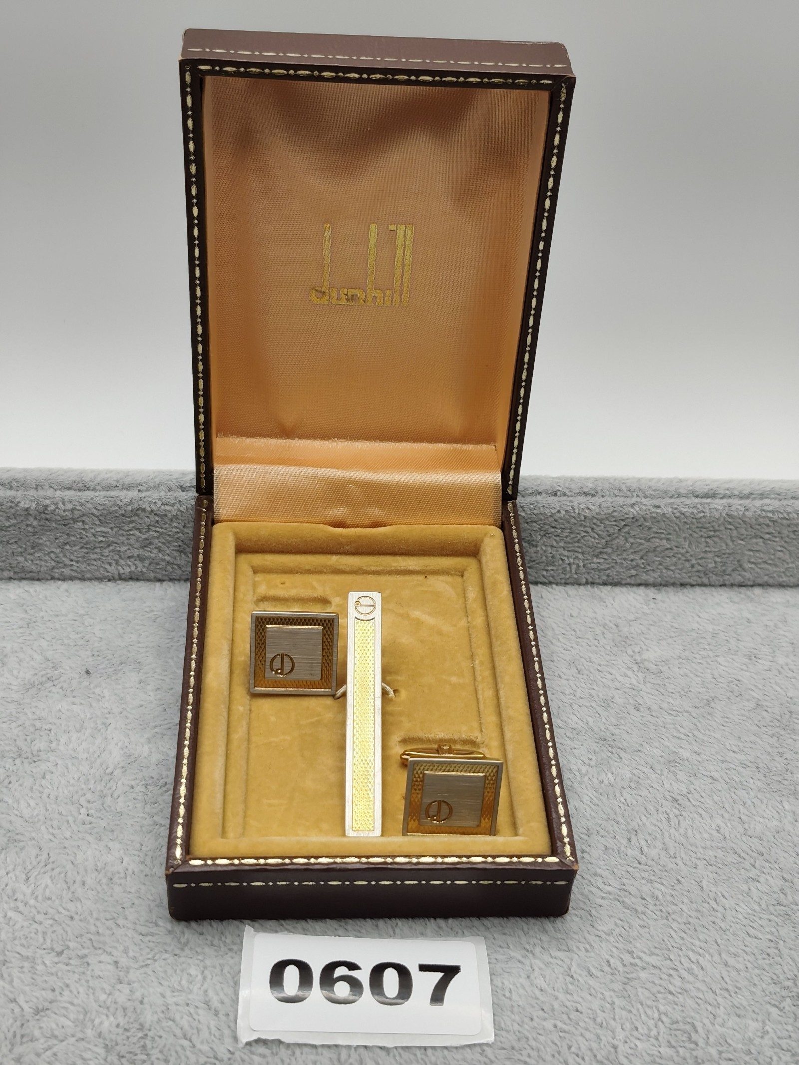 Dunhill Gold & Silver Cufflinks & Tie Clip Set