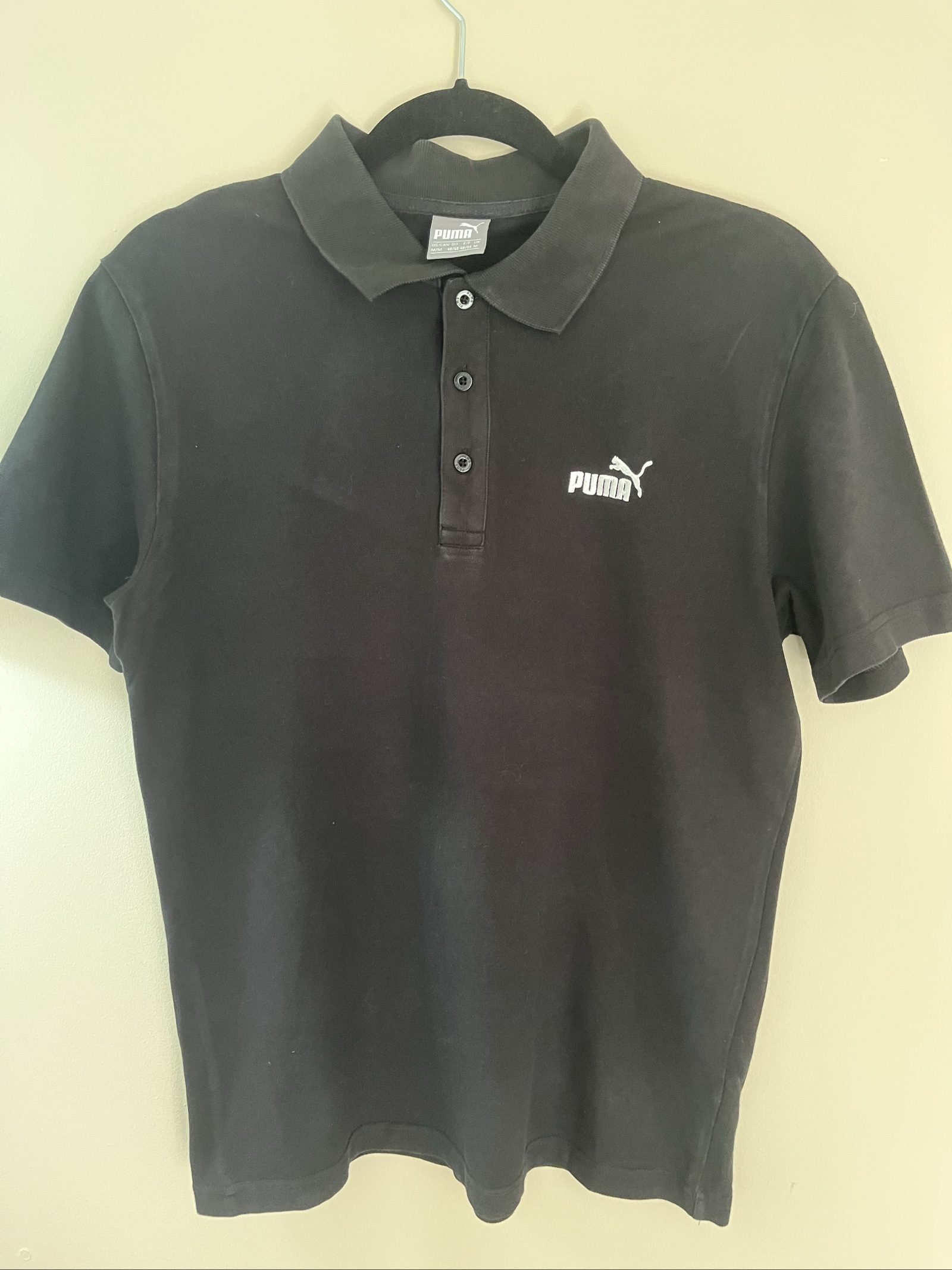 Puma Black Polo Shirt Medium Classic Logo