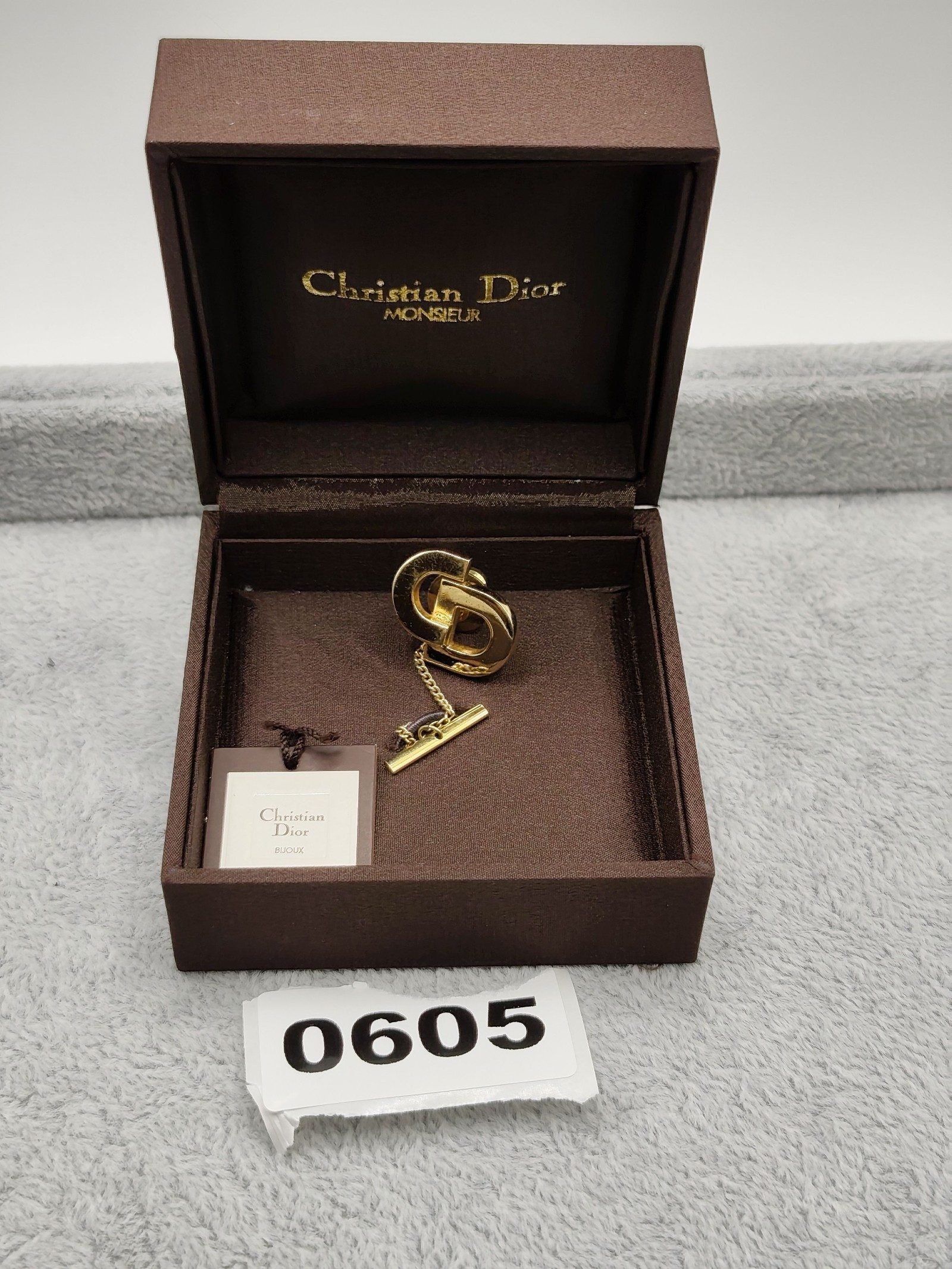 Christian Dior Gold Tone Monsieur CD Tie Pin