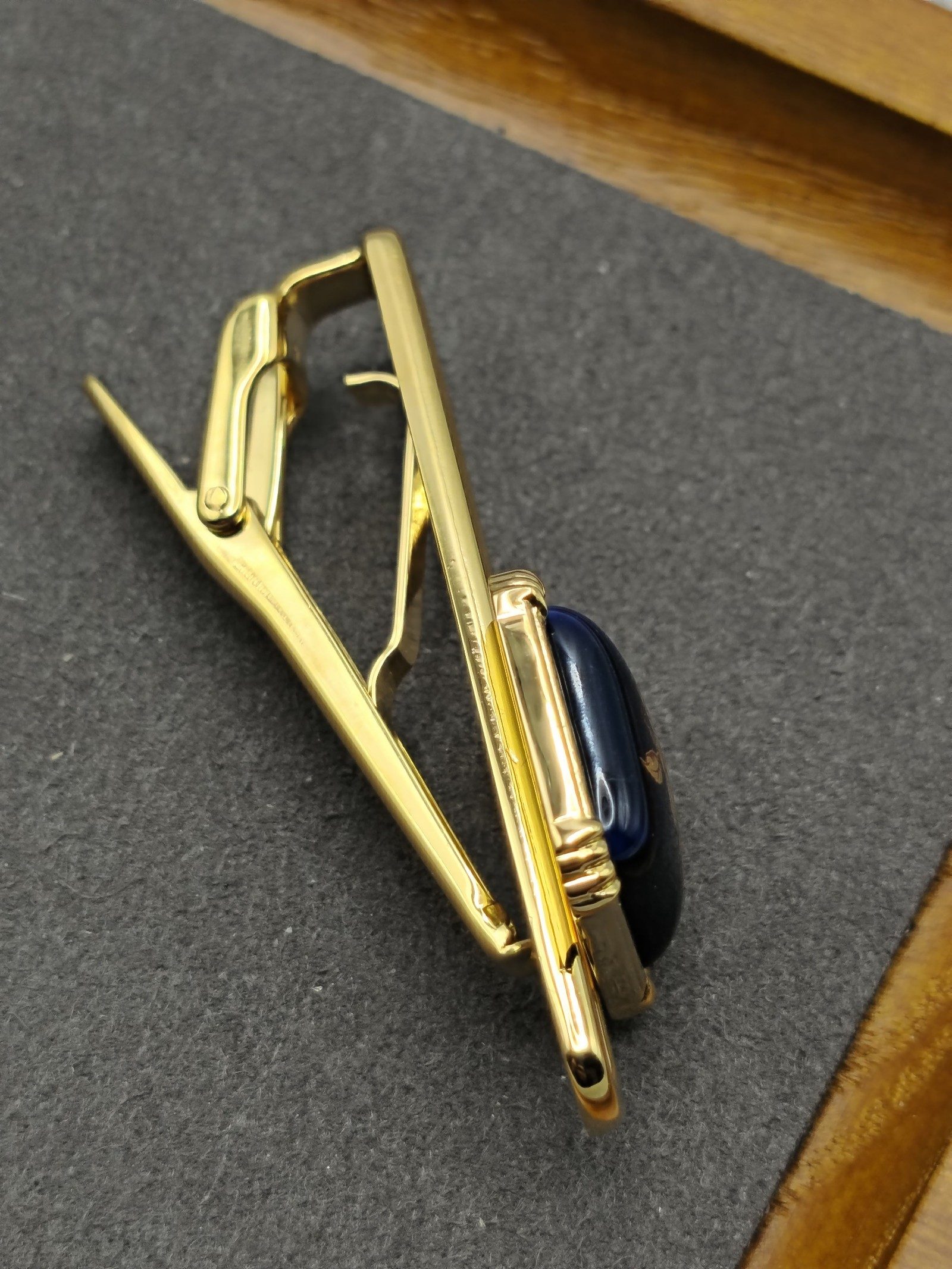 Limoges France Gold Tone Blue Rose Tie Clip image 7