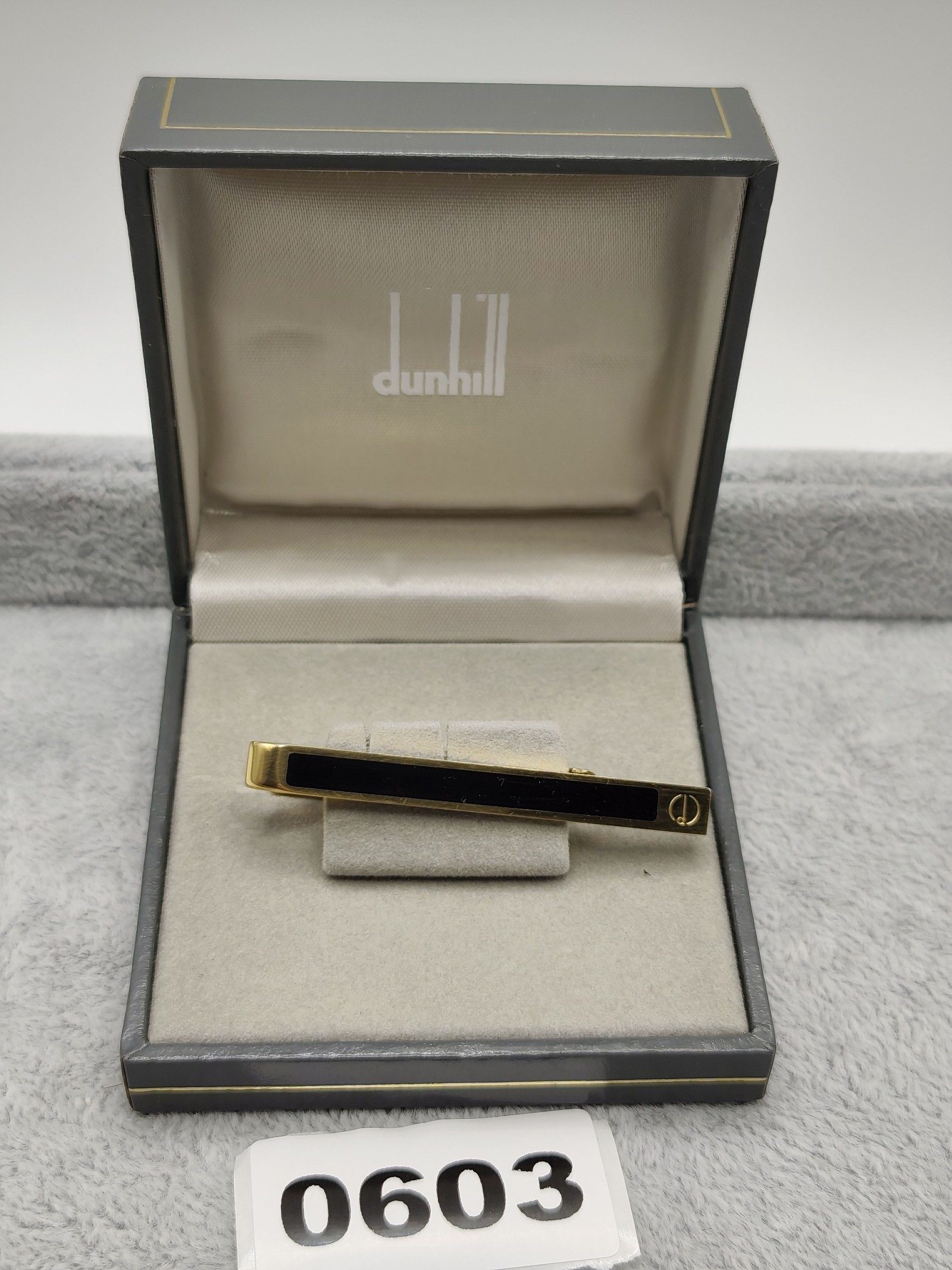 Dunhill Gold & Black Enamel Tie Clip
