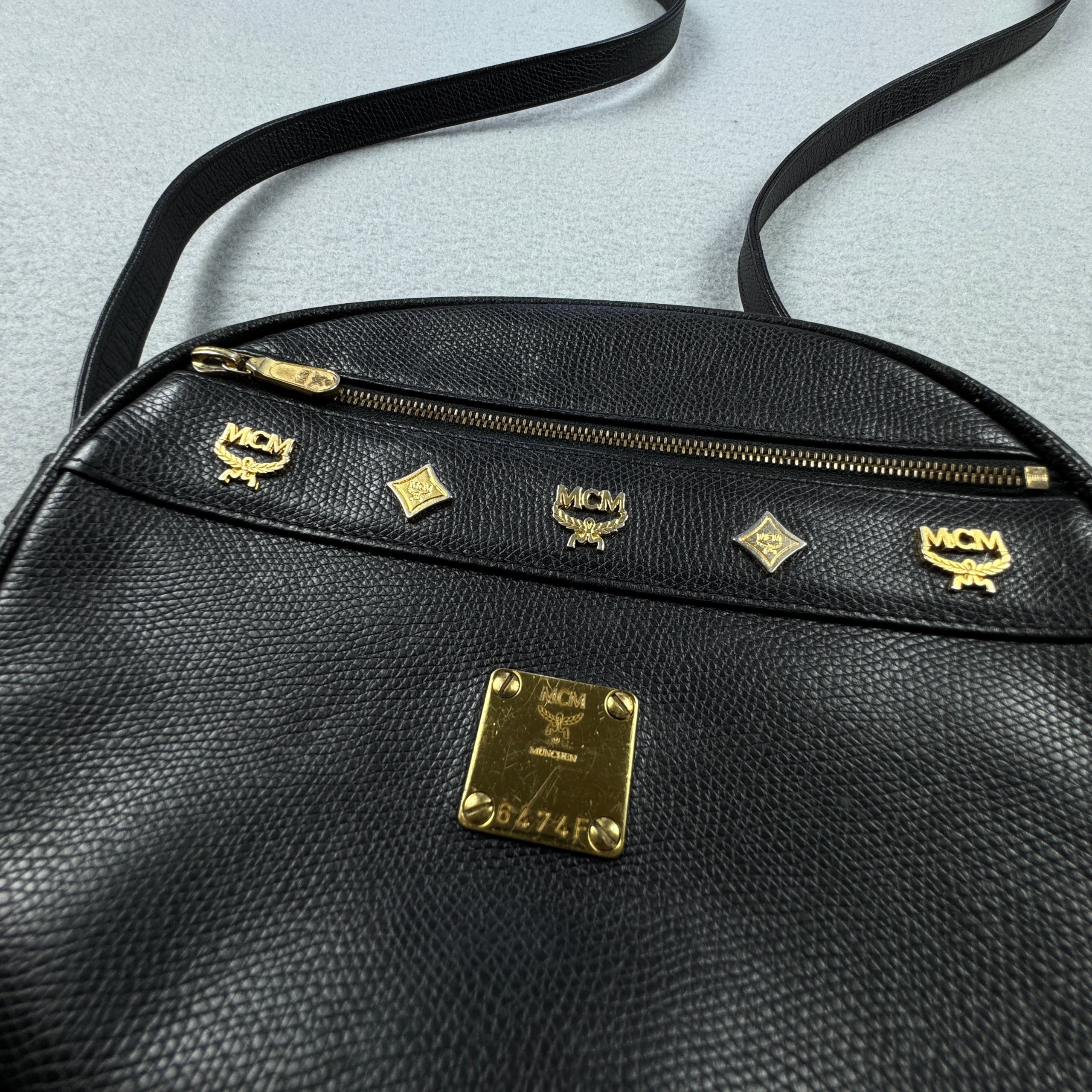 Authentic MCM München 6474F Black Leather Crossbody Mini Bag One Size image 3