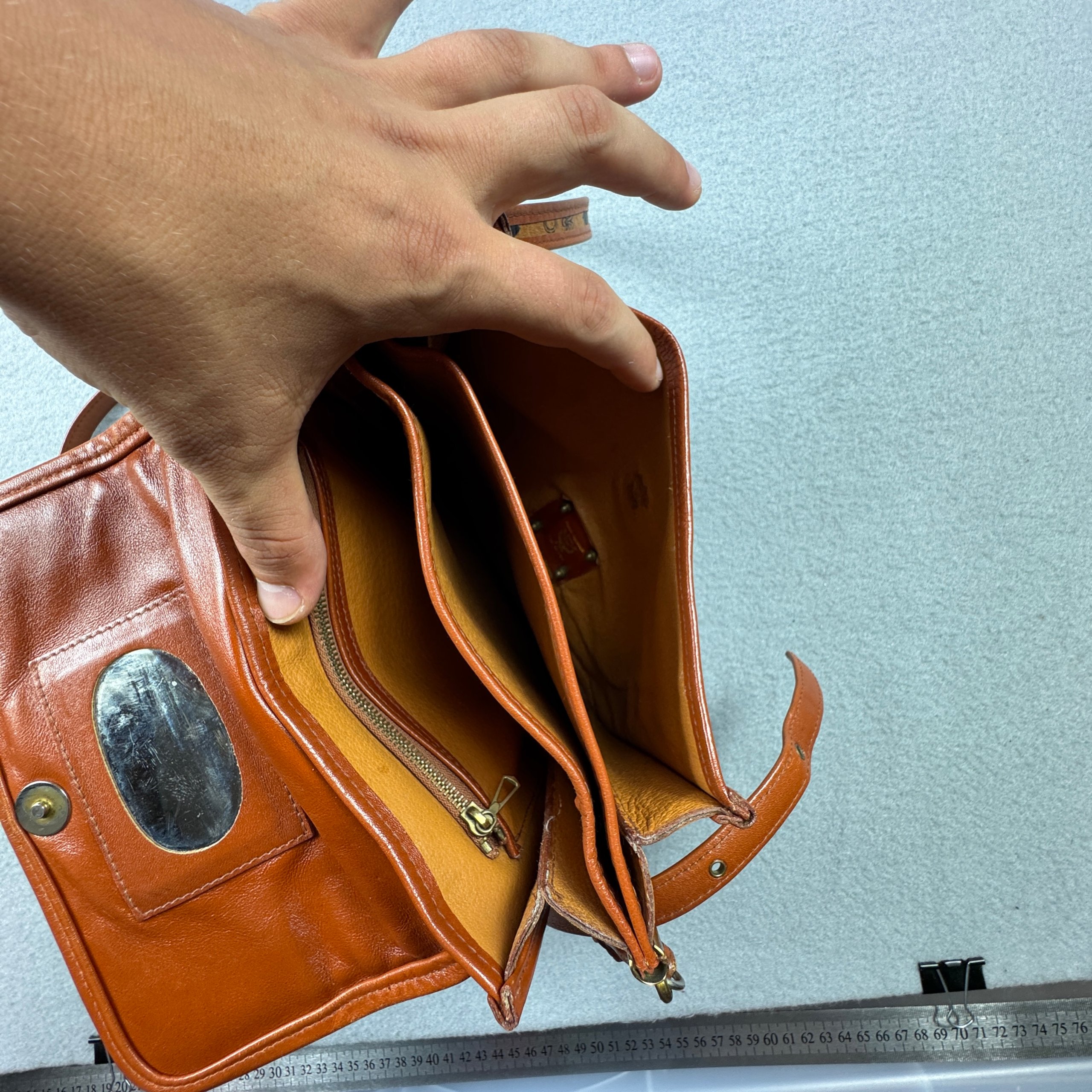 MCM München B6792 Brown Monogram Logo Crossbody Leather Bag One Size Vintage image 9