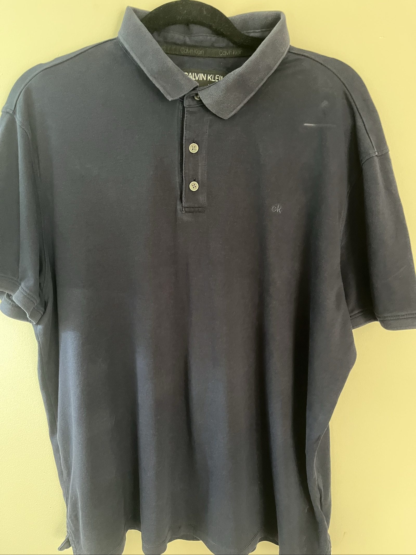 Calvin Klein Men's Black Cotton Polo Shirt XL