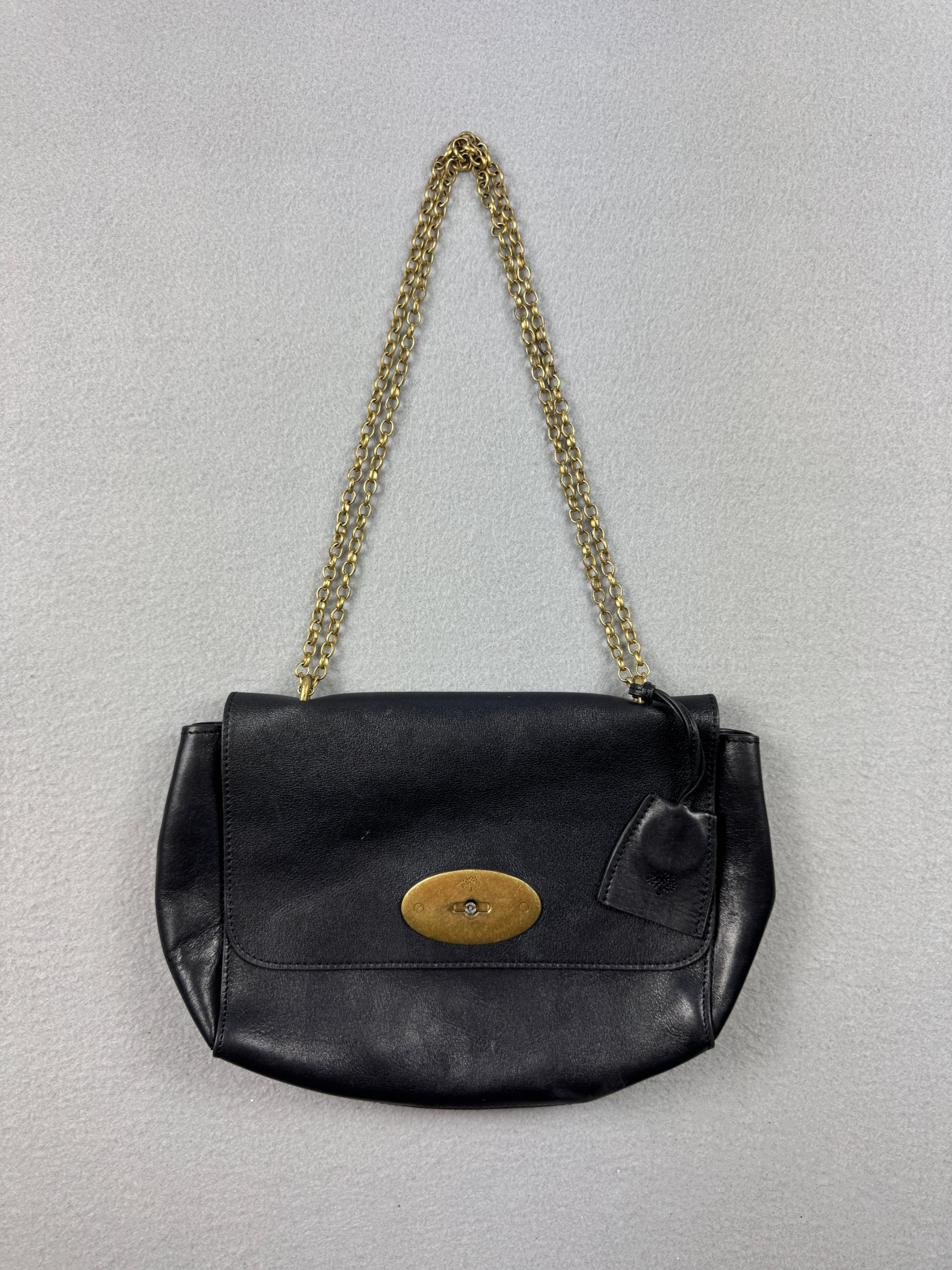 Mulberry Lily Black Leather Shoulder Bag Chain Strap One Size