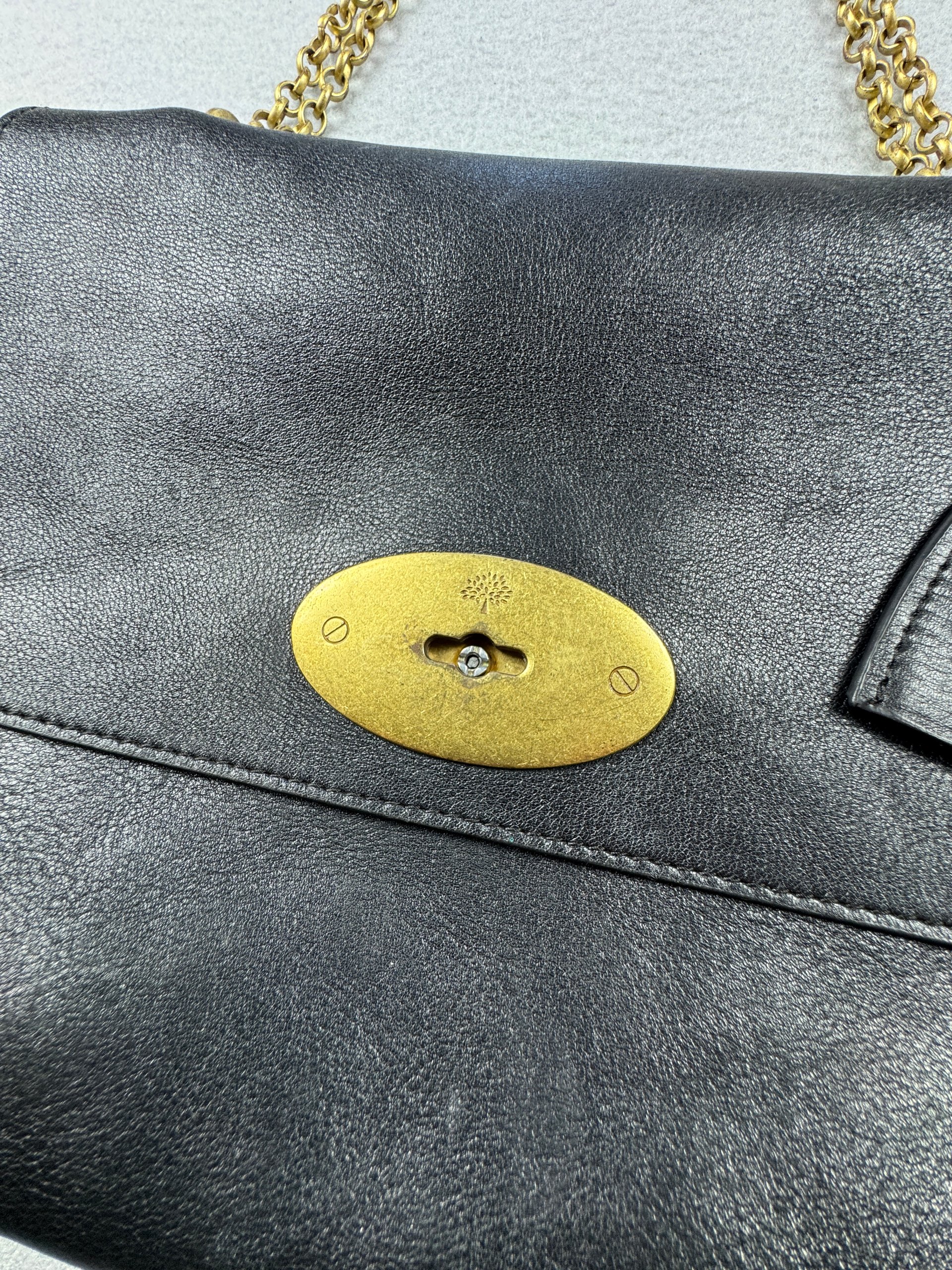 Mulberry Lily Black Leather Shoulder Bag Chain Strap One Size image 3