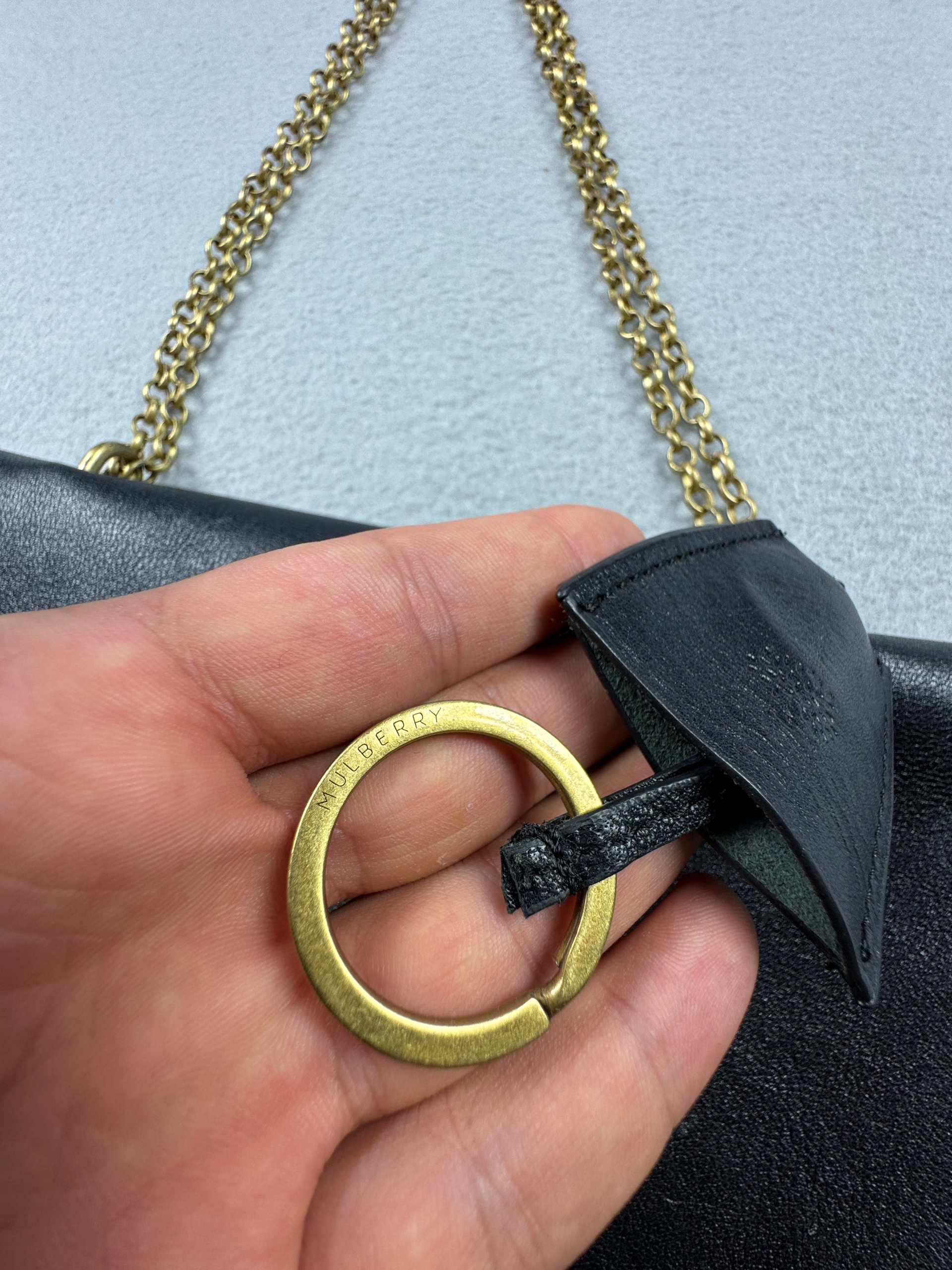Mulberry Lily Black Leather Shoulder Bag Chain Strap One Size image 6