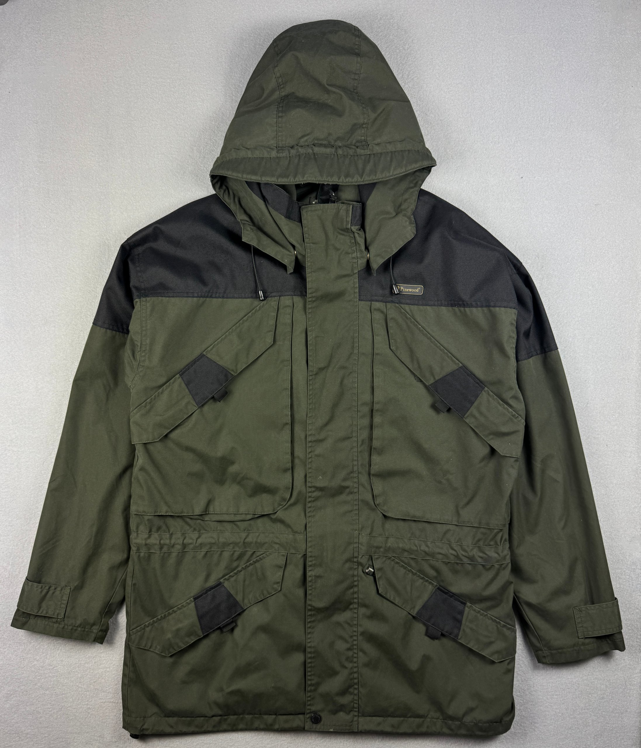 Pinewood 9093 Lappland Olive Green & Black Hooded Outdoor Jacket Size L