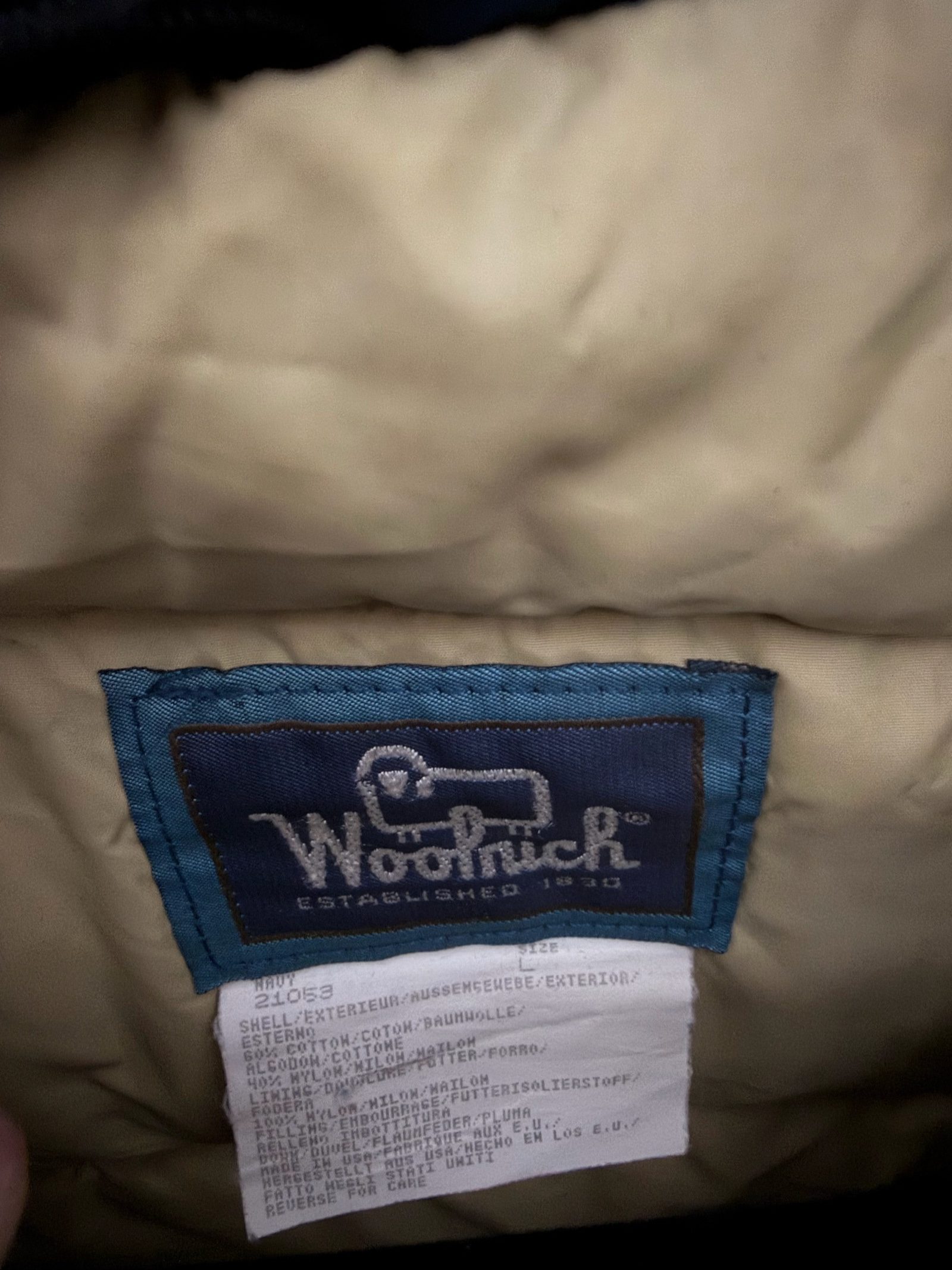Vintage Woolrich Blue & Yellow Puffer Gilet Large Cotton Nylon image 2